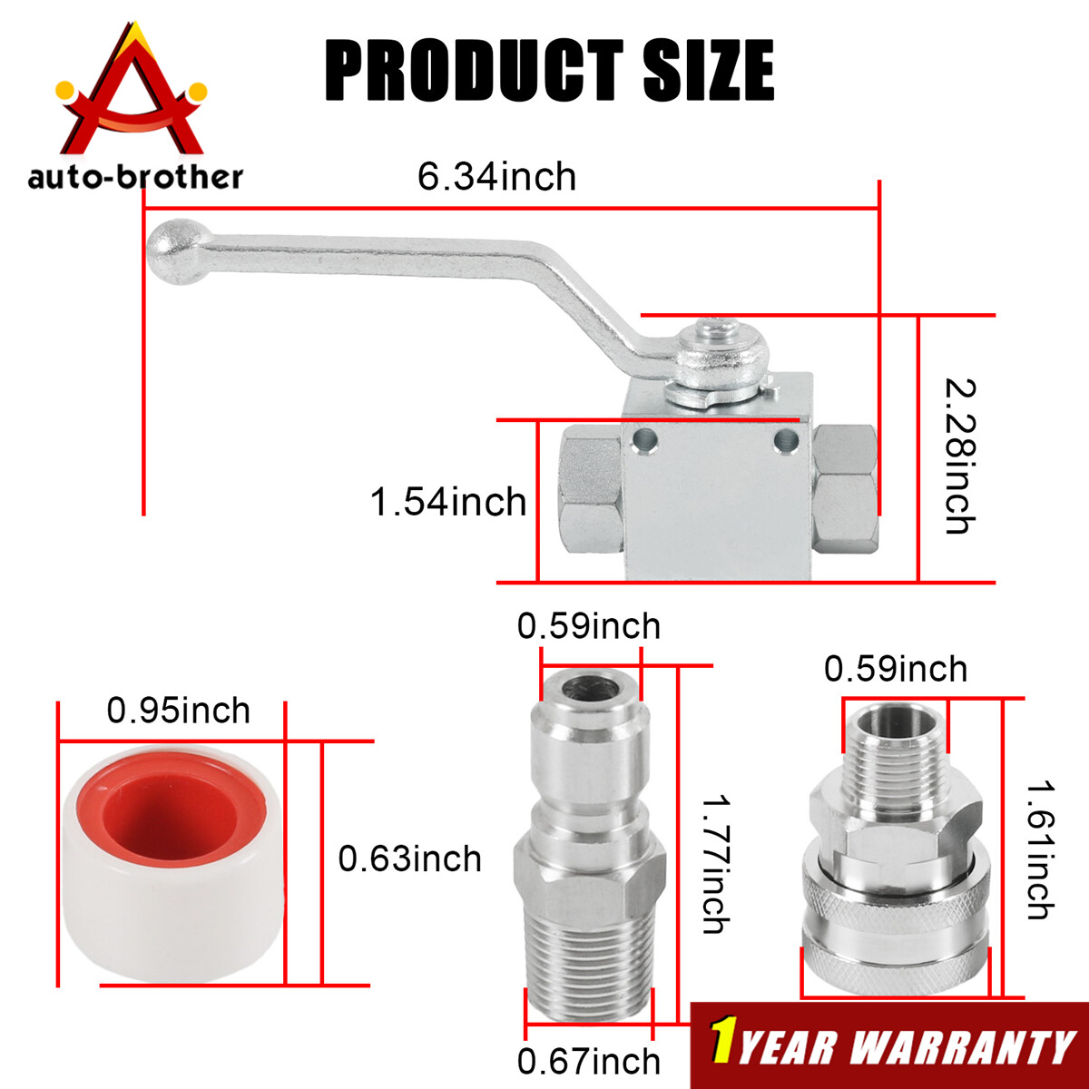 3/8″ Ball Valve fitting Female Out for Pressure Washers Max 4500 PSI 3/8″