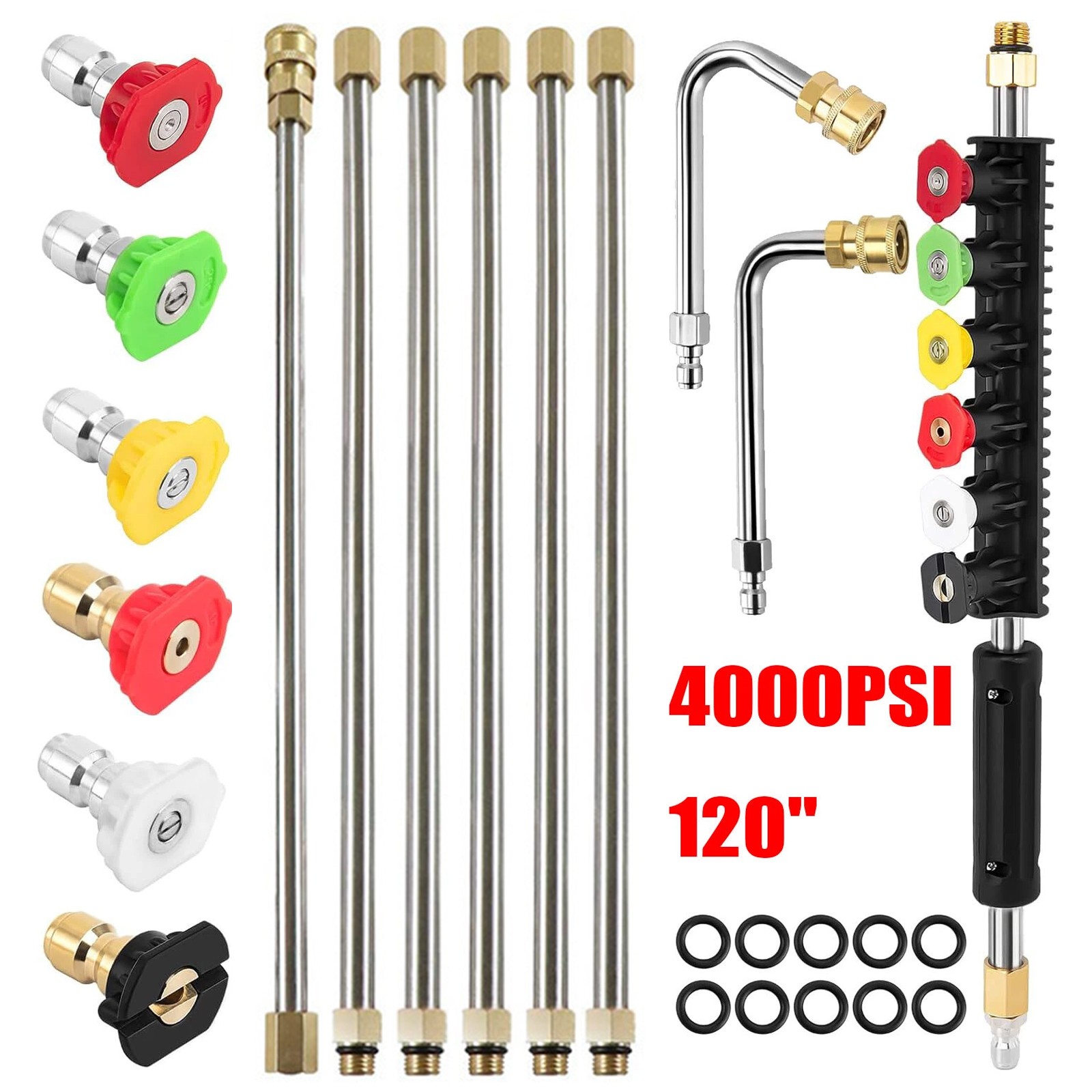 4000PSI High Pressure Washer Extension Wand Telescopic Lance with Spray Nozzle