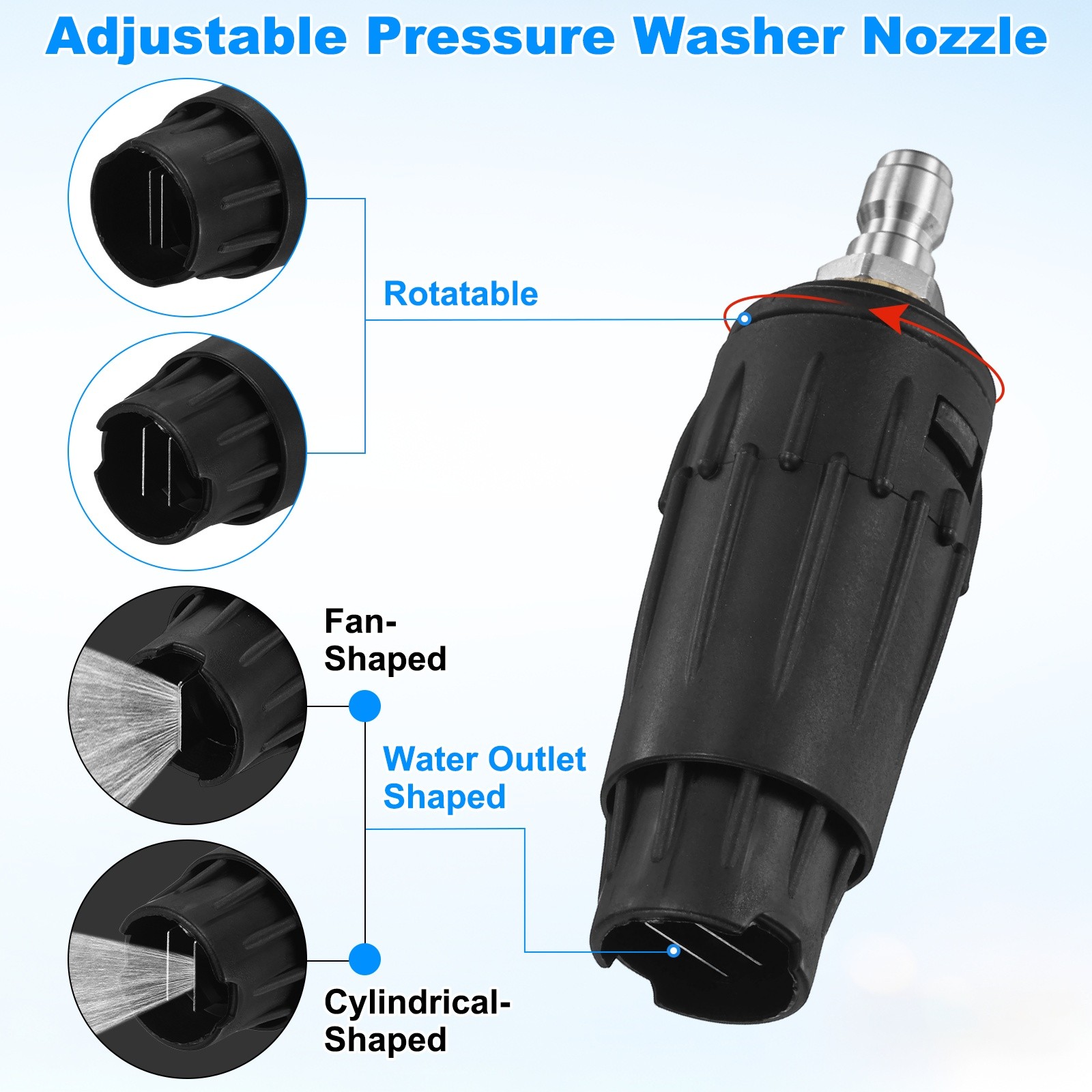1-Pack Pressure Washer Tips, Adjustable Pressure Washer Nozzle, 3.5GPM [Black]