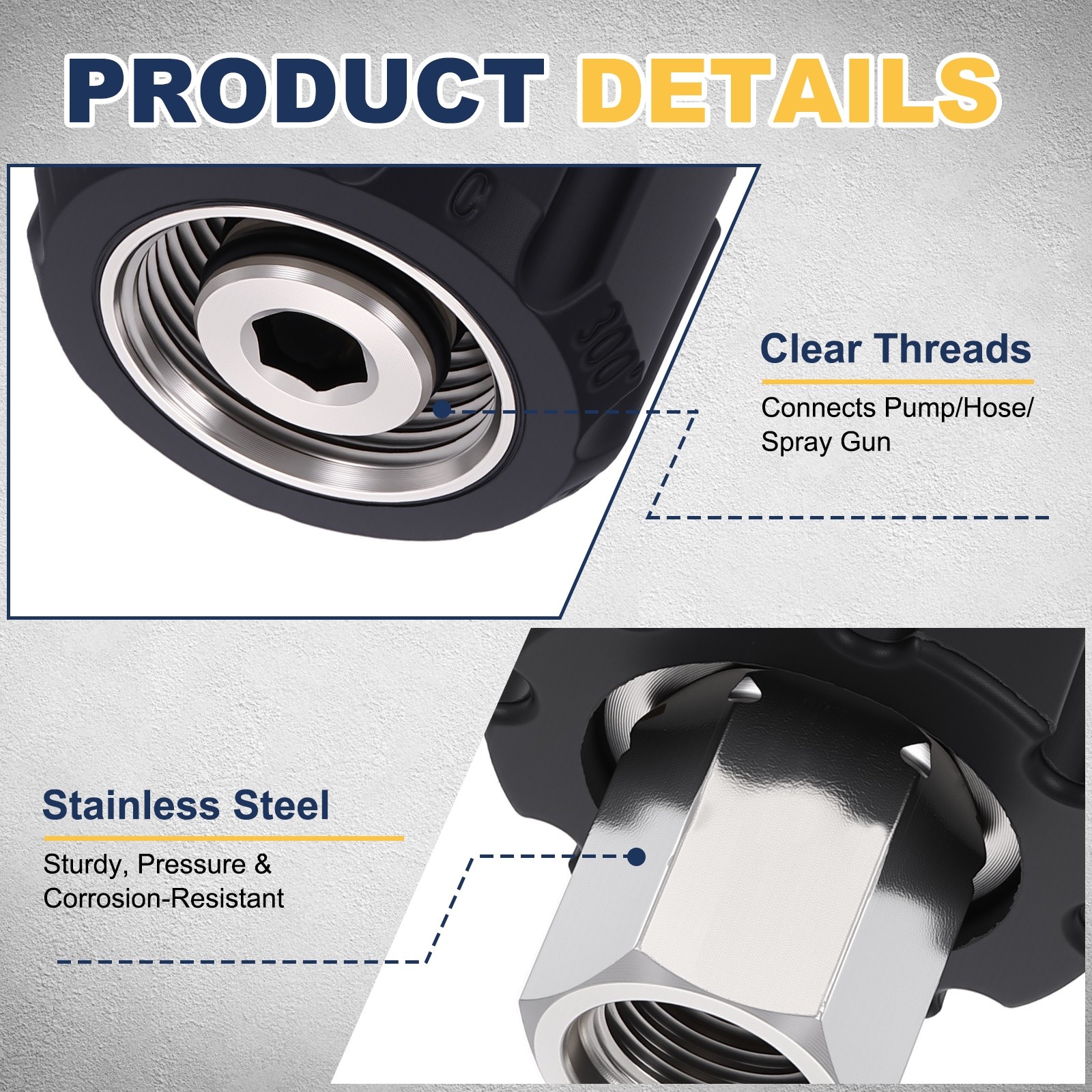 M22 14mm Female to G1/4″ Female Pressure Washer Adapter Stainless Steel Fittings