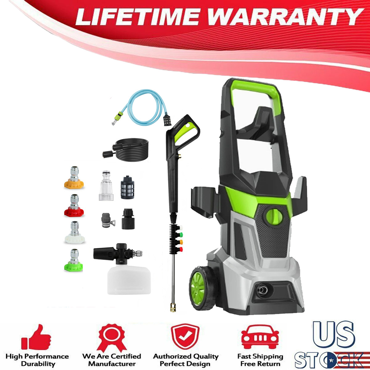 Electric Pressure Washer 4.0 GPM 4800PSI Max Power Washer Cleaning Machine