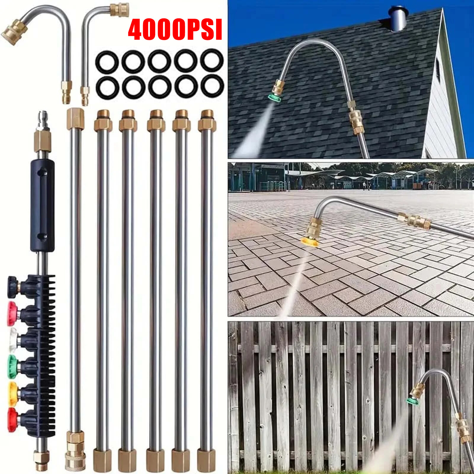 120 inch Pressure Washer Extension Wand, Replaceable Upgraded Power Washer Lance