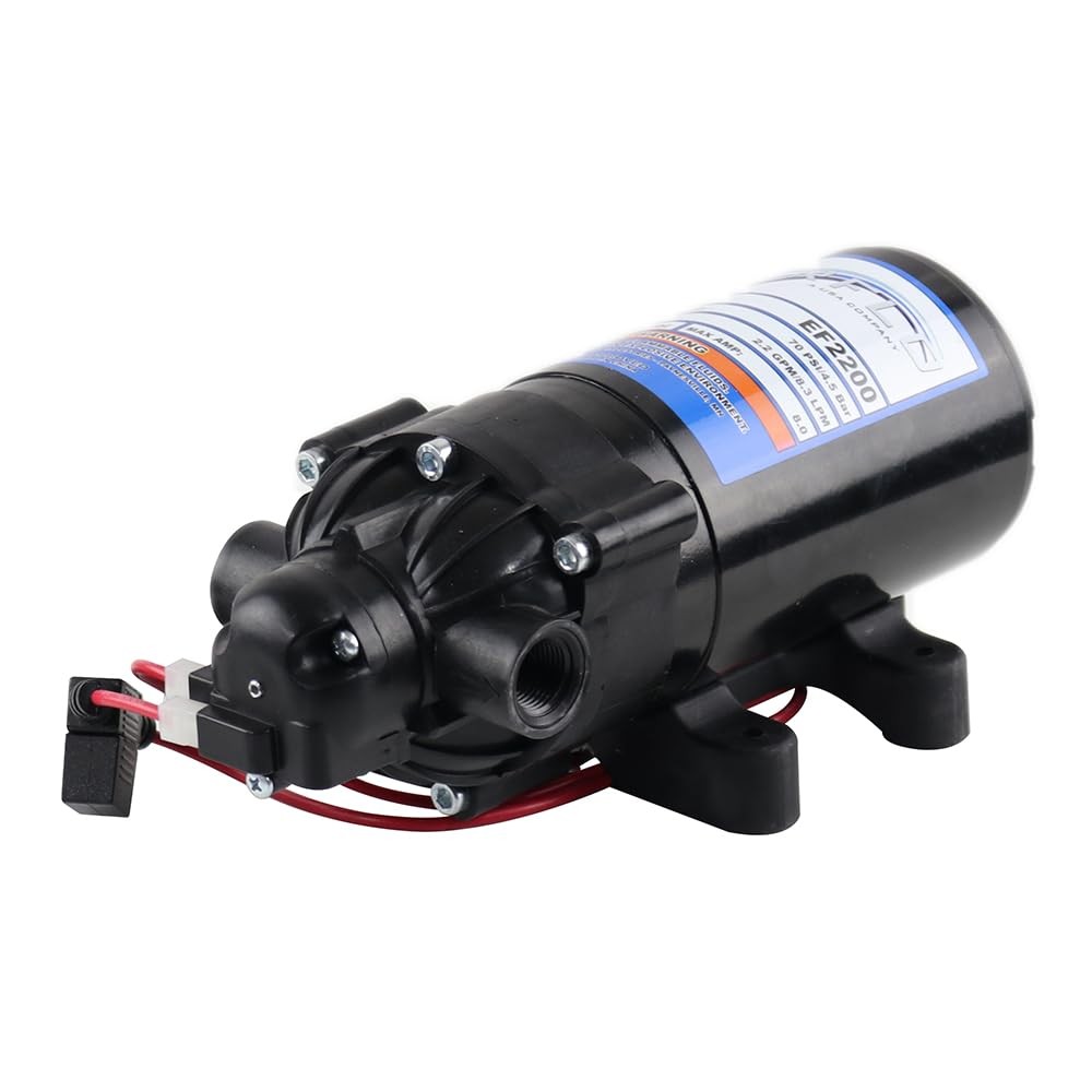Everflo 12V On-Demand Diaphragm Sprayer Pump – 2.2GPM, 70 PSI, 3/8″ FNPT Ports..