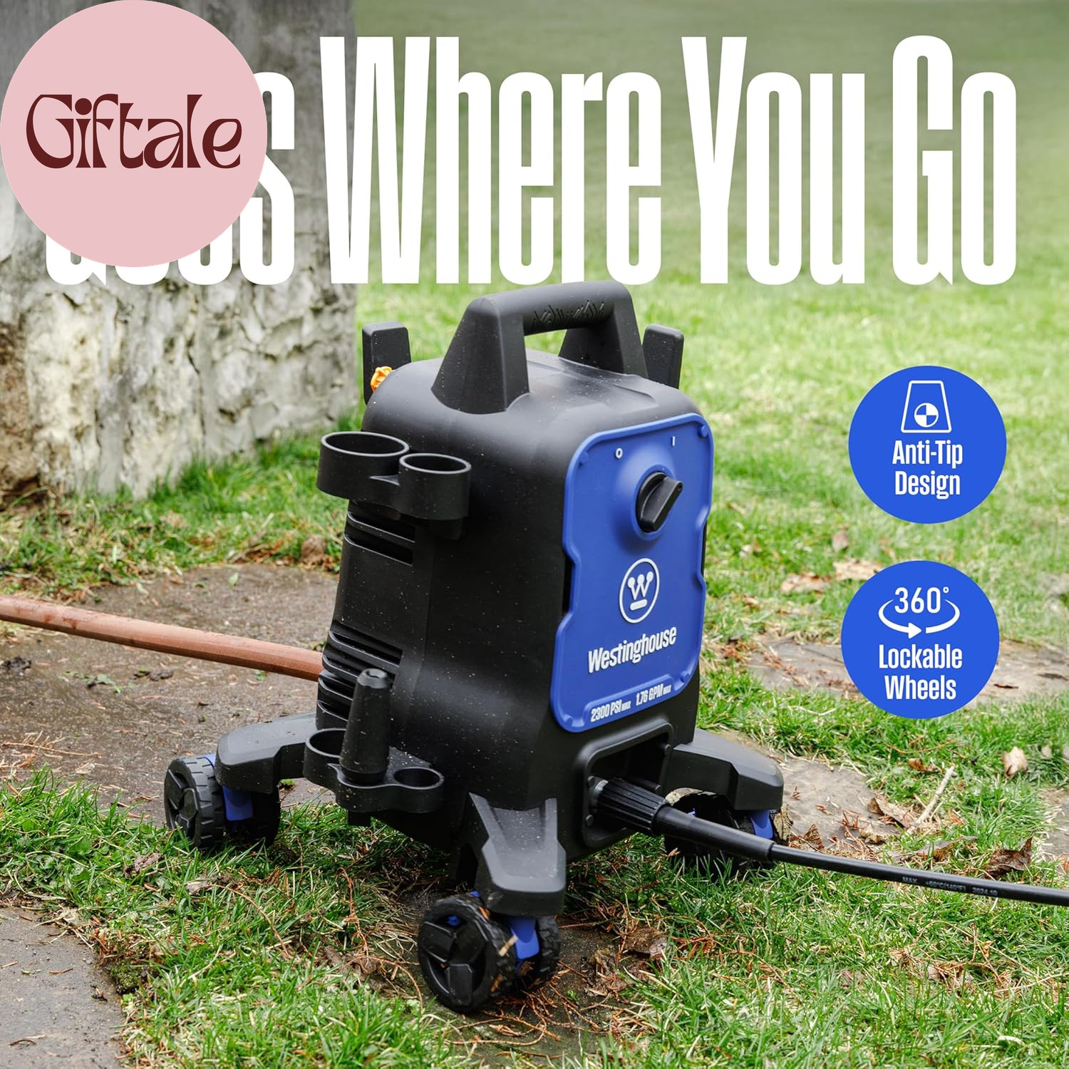Epx3100 Electric Pressure Washer, 2300 Max PSI 1.76 Max GPM with Anti-Tipping Te