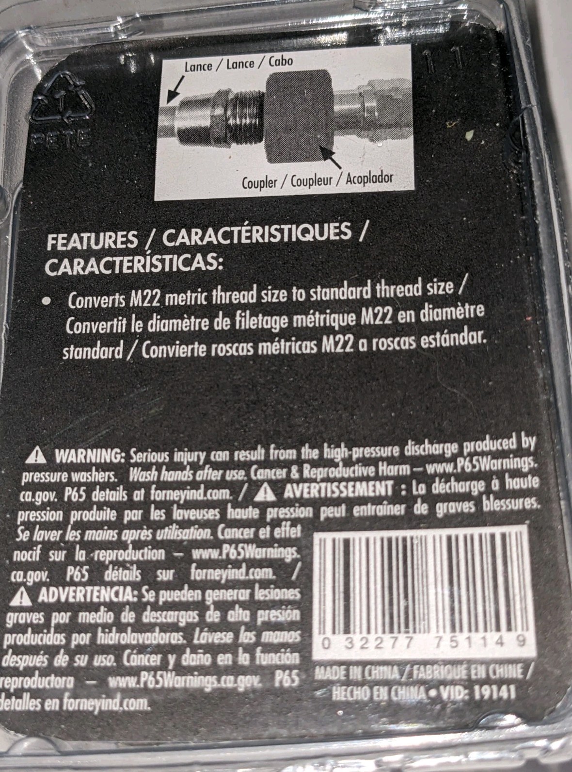Forney 75114 Pressure Washer Accessories Female Screw Nipple M22M X 1/4″ FNPT