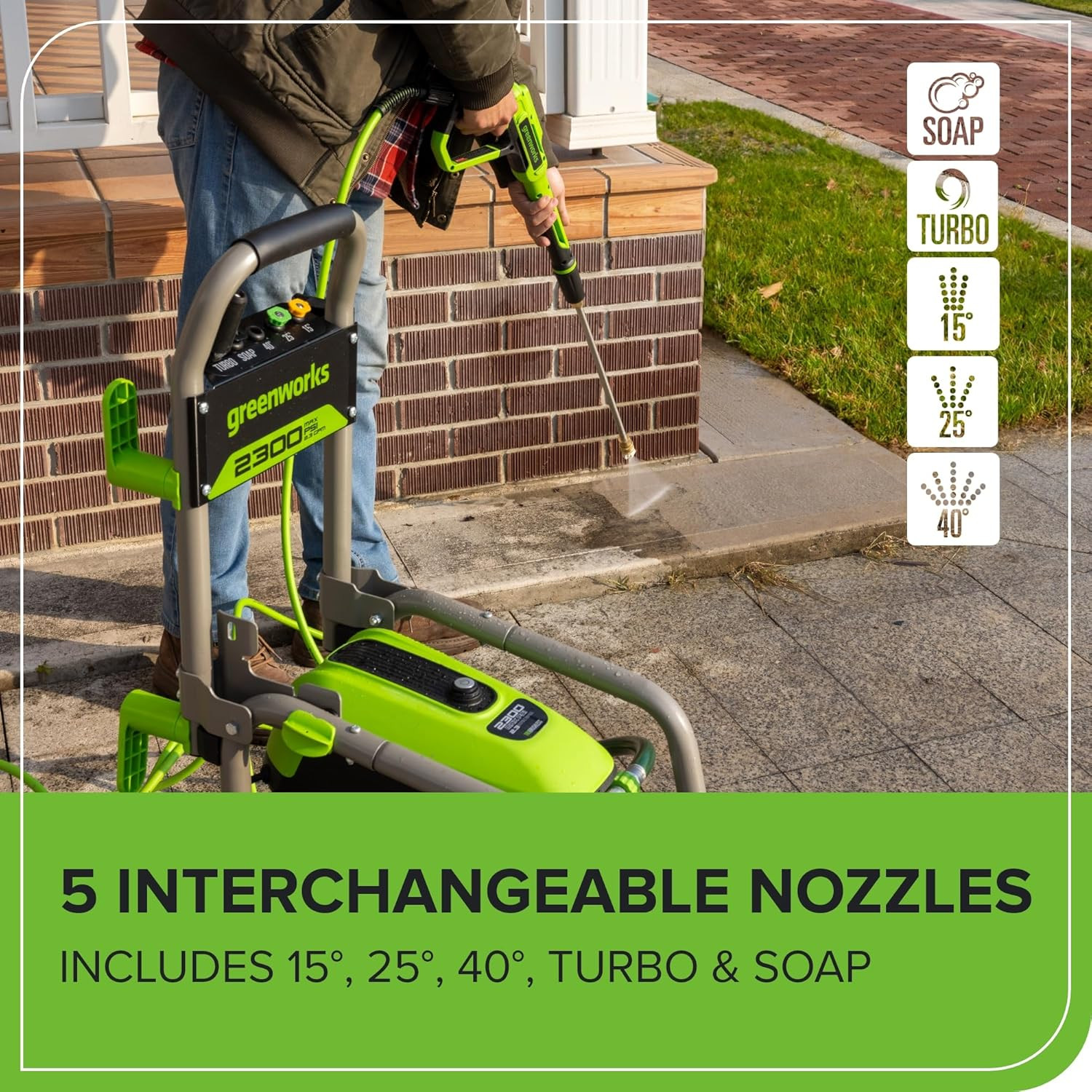 Pro Brushless 2300 PSI Electric Pressure Washer with Foldable Handles & 35 FT Co