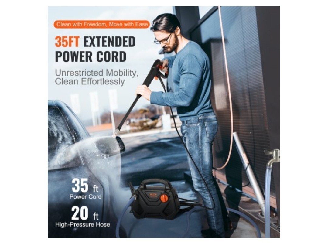 VEVOR Cold Water Corded Electric Pressure Washer 2150 PSI HY49P Kit