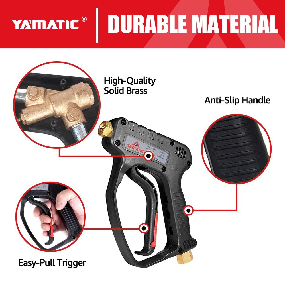 YAMATIC 5000 PSI Pressure Washer Gun 3/8″ M22-14mm Inlet 12 GPM with Swivel
