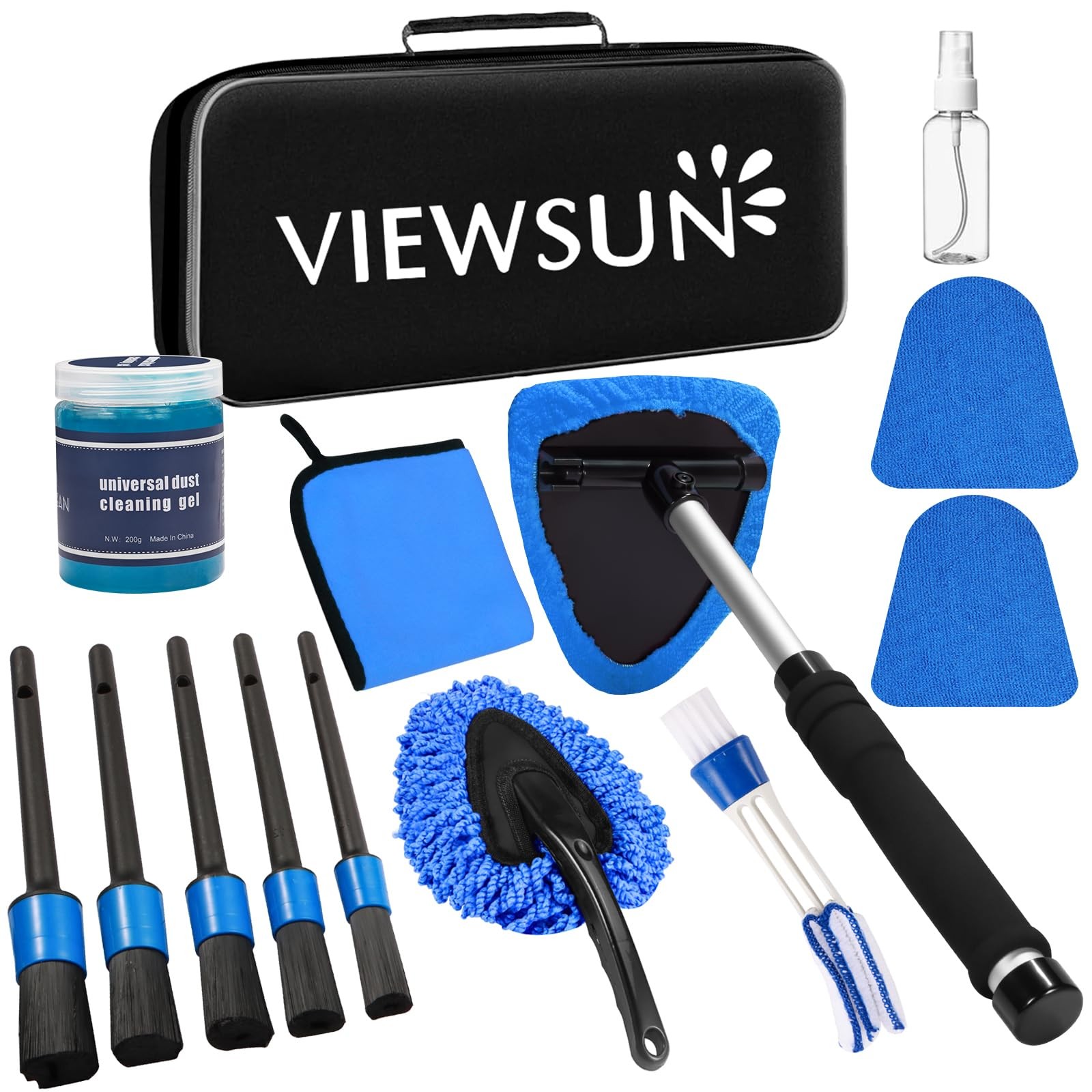 Viewsun Windshield Cleaner Tool, 14Pcs Car Interior Cleaning 14 PCS, Blue