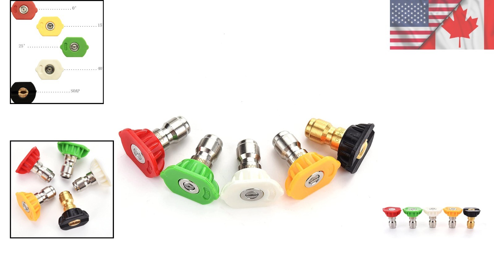 Durable Brass and Stainless Steel Pressure Washer Nozzle Tips – Multi-Angle Set