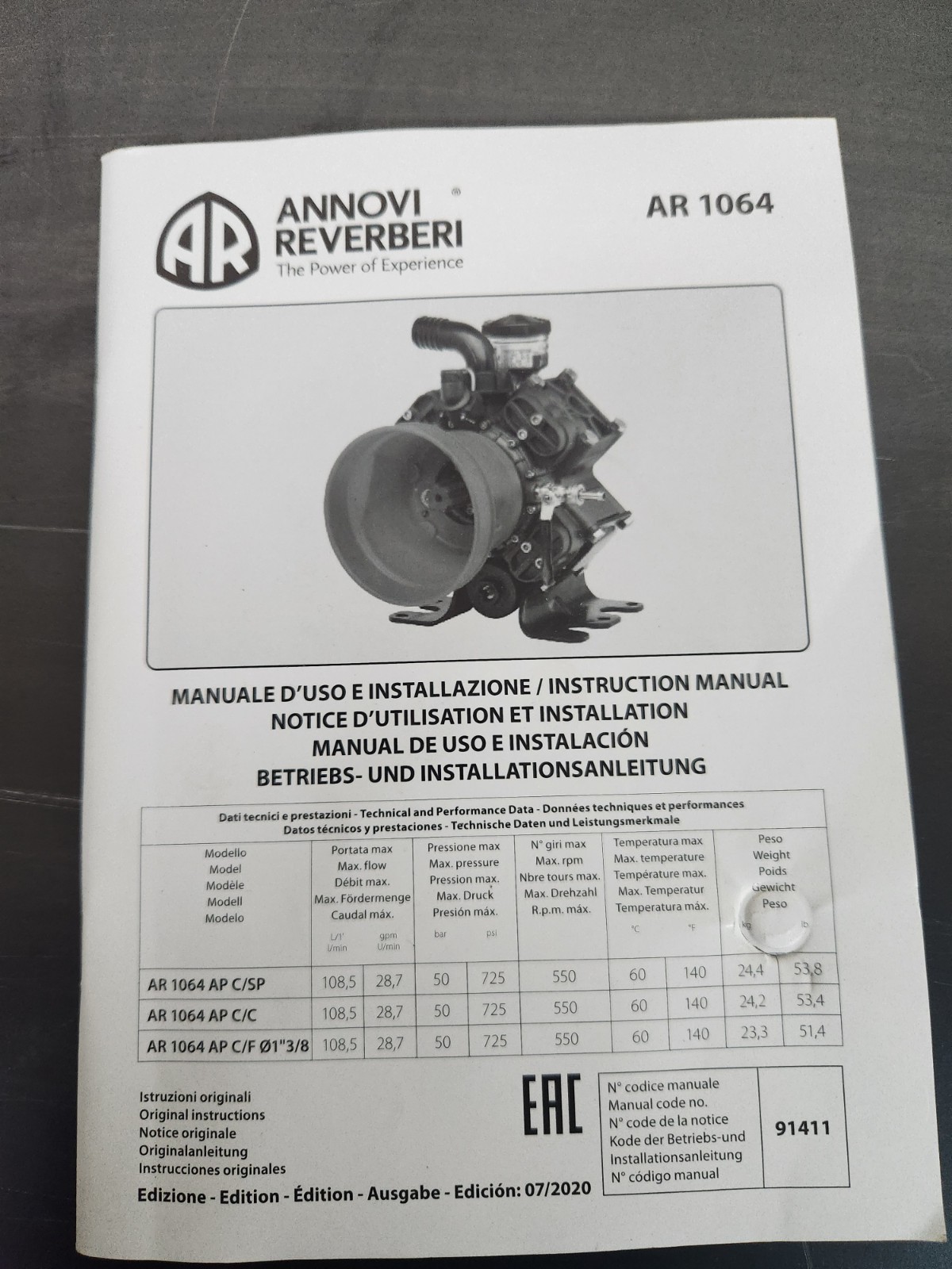 Annovi Reverberi AR1064 High Pressure Quad Diaphram Pump & AR1639 Gearbox /Hypro