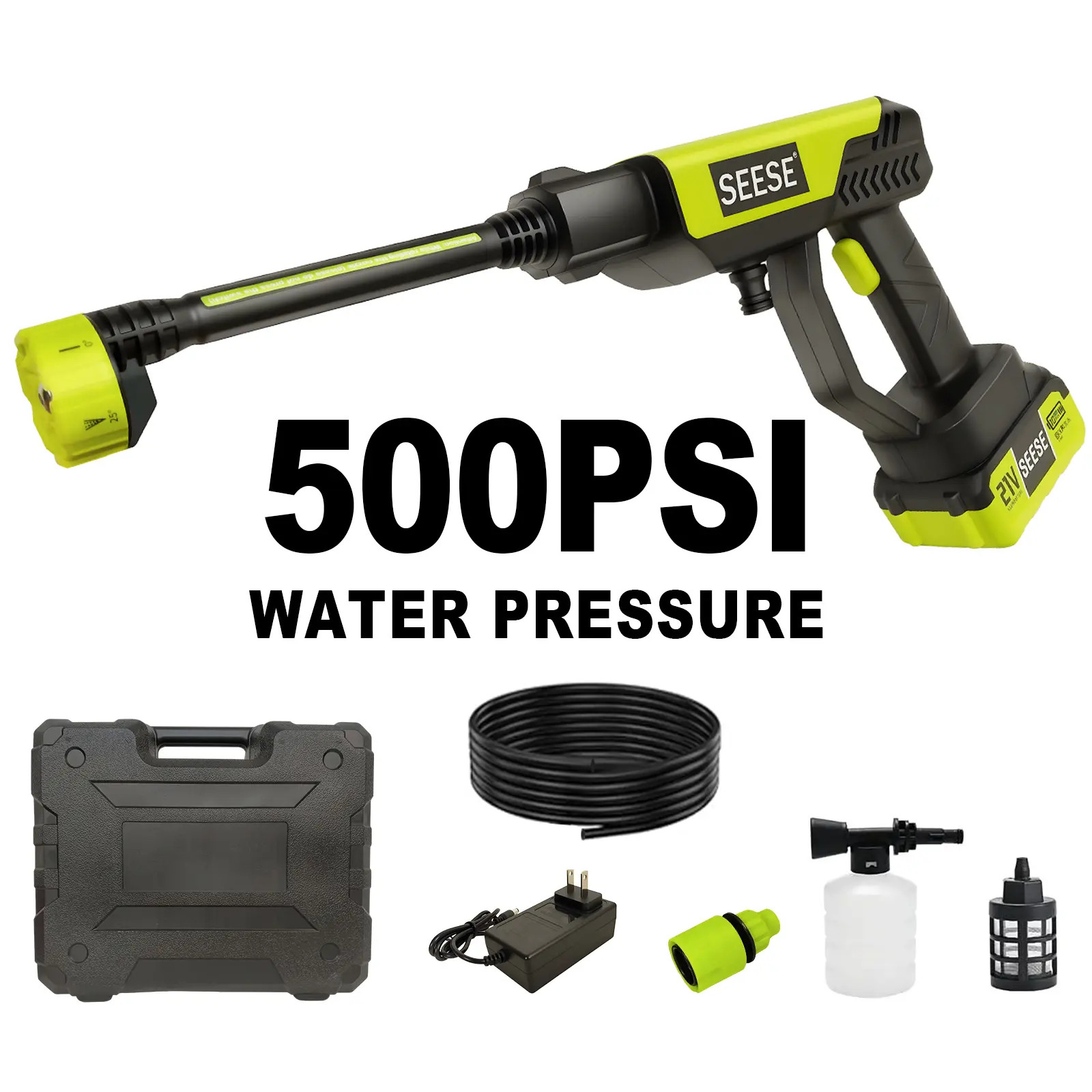 Cordless Seese Pressure Washer with Charger – Portable Car & Home Cleaning Tool