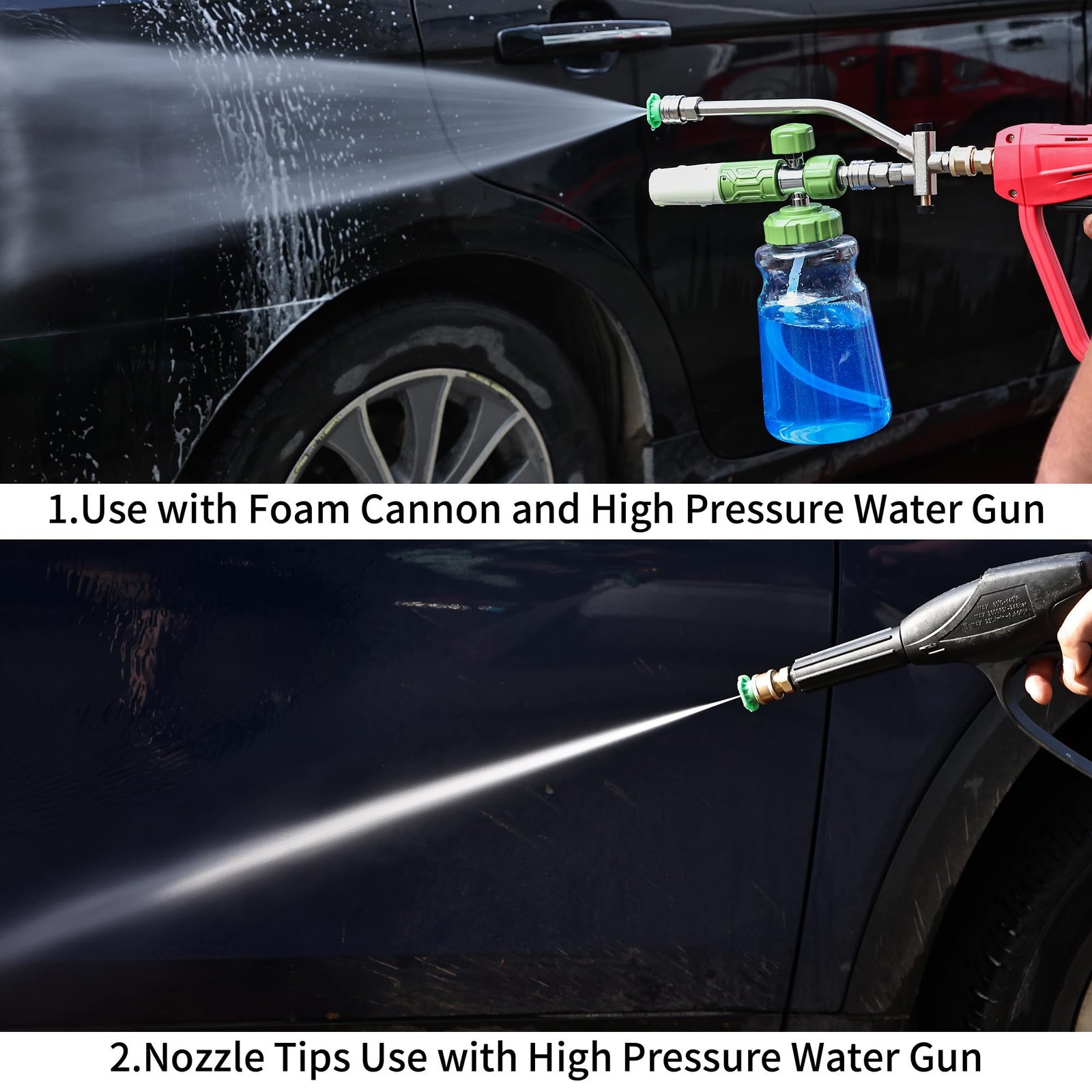 Foam Cannon Dual Connector Pressure Washer Foam Blaster 1/4″ Lance Nozzle