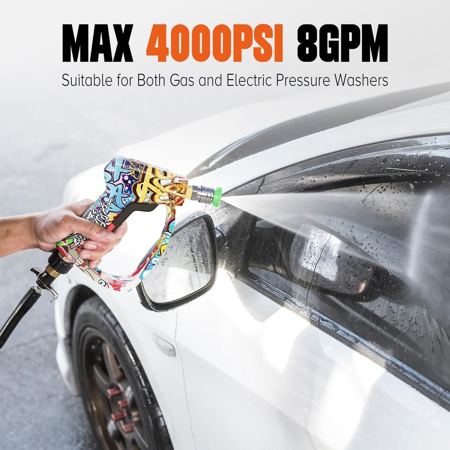 Short Pressure Washer Gun, High Pressure Washer Gun 4000 PSI M22-14Mm & 3/8″ Con
