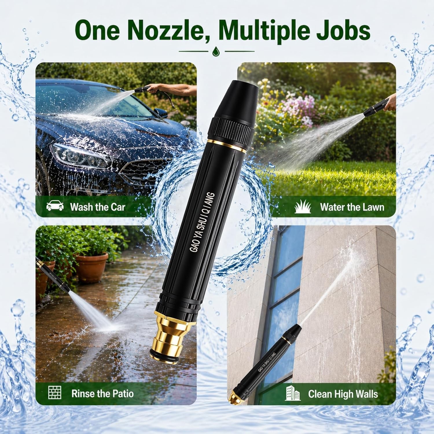 High-Pressure Hose Nozzle – Water Gun for Car Wash & Garden Boosting Power Lot