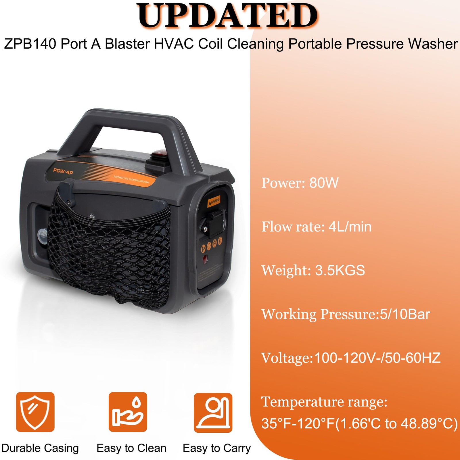 ZPB140 Port A Blaster HVAC Coil Cleaning Portable Pressure Washer Indoor Outdoor