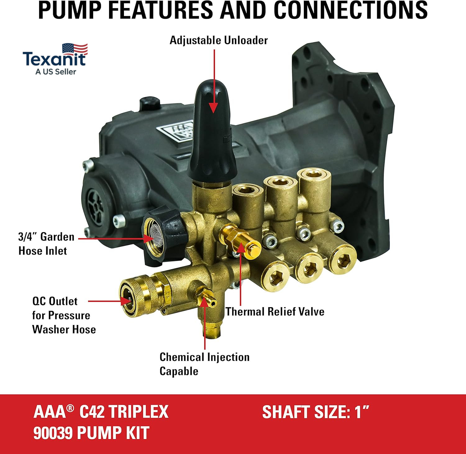 90039 Horizontal Triplex Plunger Replacement Pressure Washer Pump Kit, 4000 PSI,