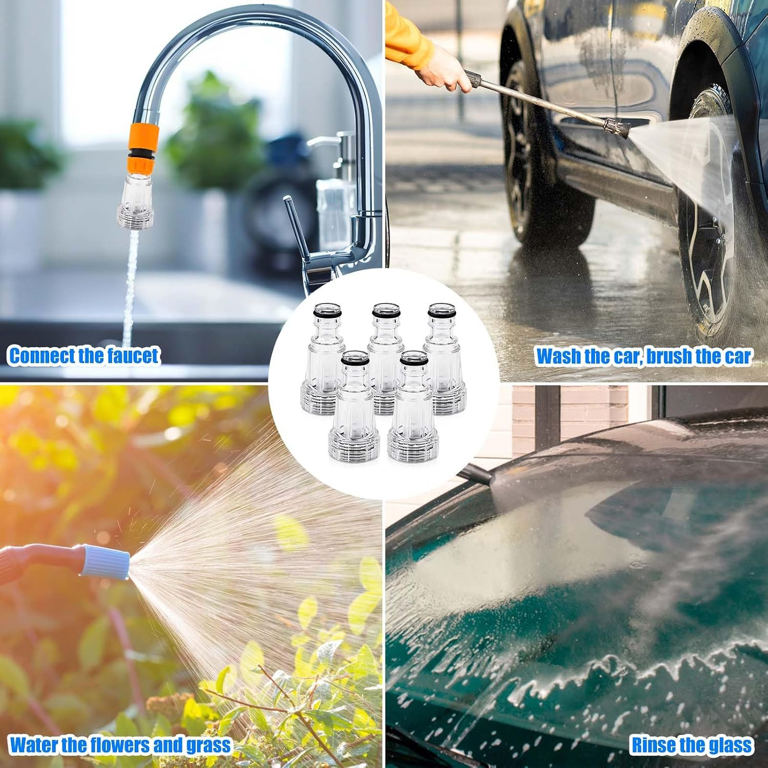 5pcs Pressure Washer Garden Hose Adapter, Pressure Washer Water Filter Pressure