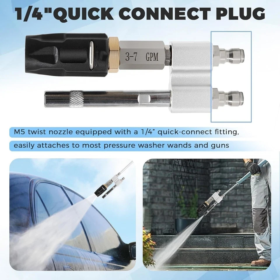 Shooter Tip M5 Twist Nozzle for Pressure Washer, 3-7 GPM, Adjustable Long Range