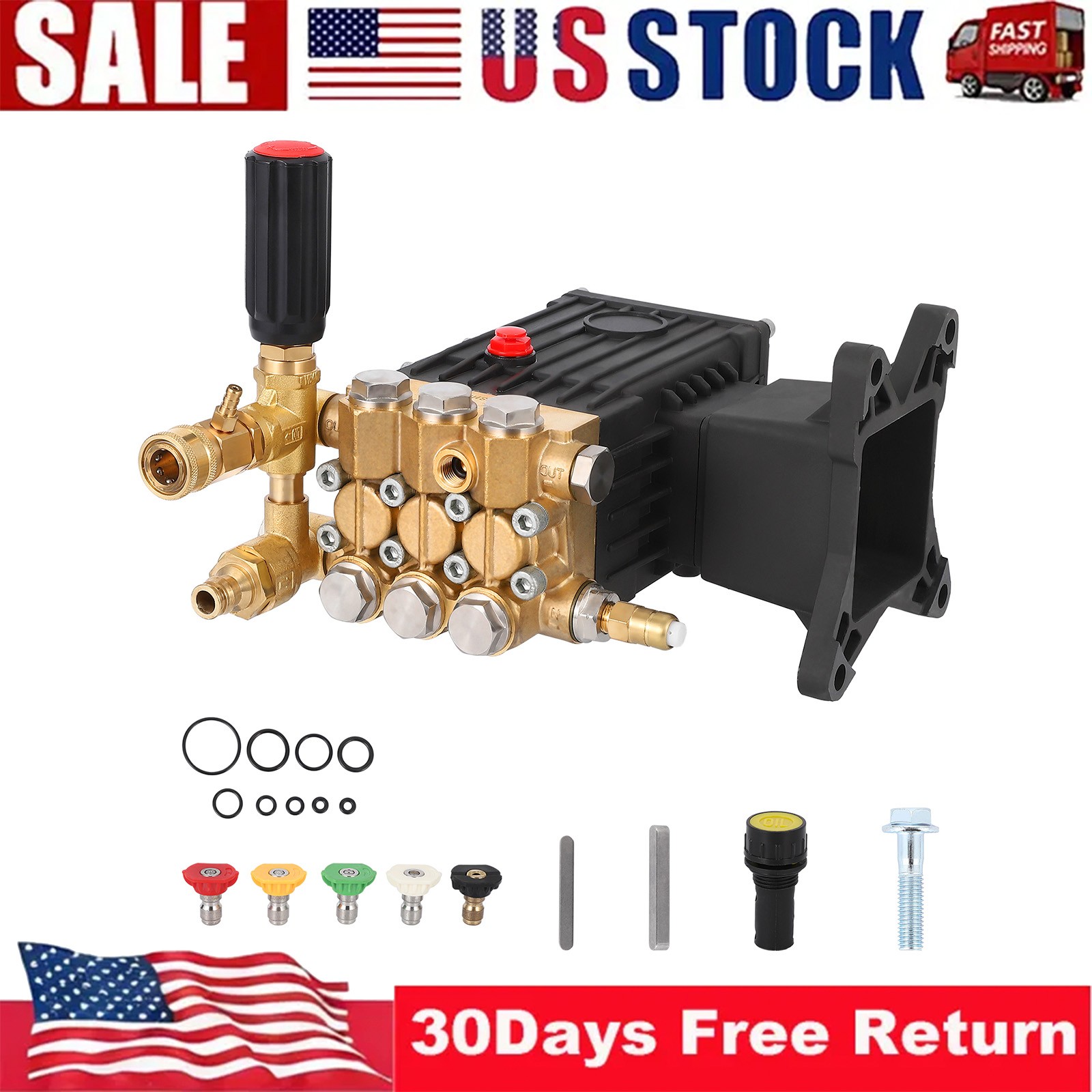 High Pressure Water Pump 4000 PSI 4 GPM Triplex Plunger Pressure Washer Pump