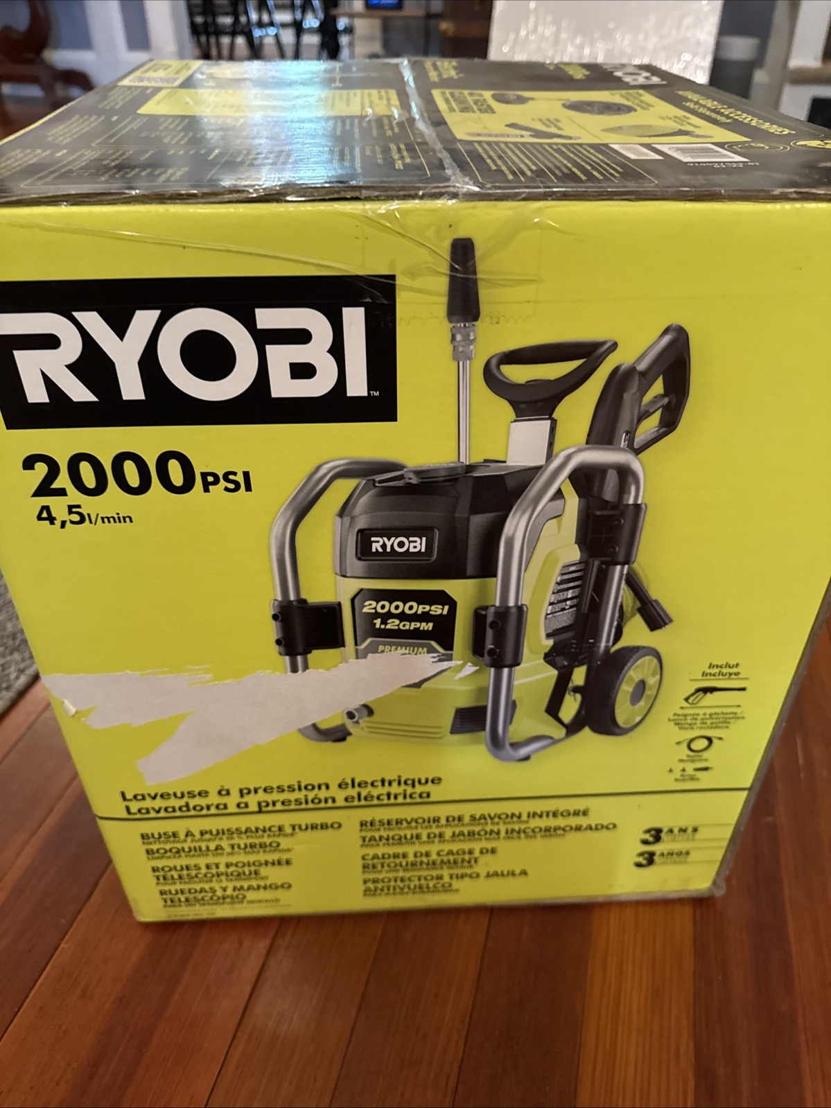 RYOBI 2000 PSI 1.2 GPM Cold Water Electric Pressure Washer New Damaged Box
