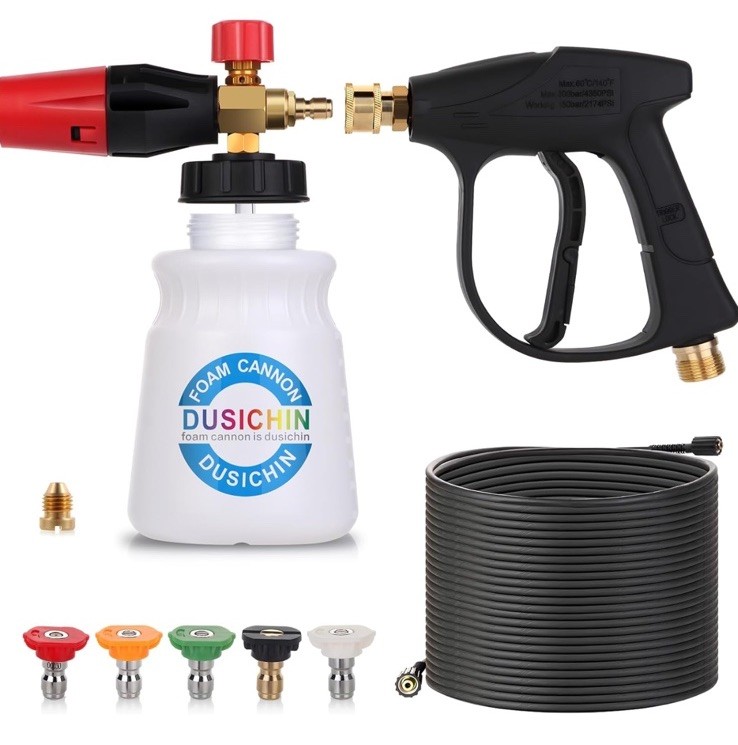 DUSICHIN 50 FT Hose Foam Cannon Lance Wand Pressure Washer Gun 3000
