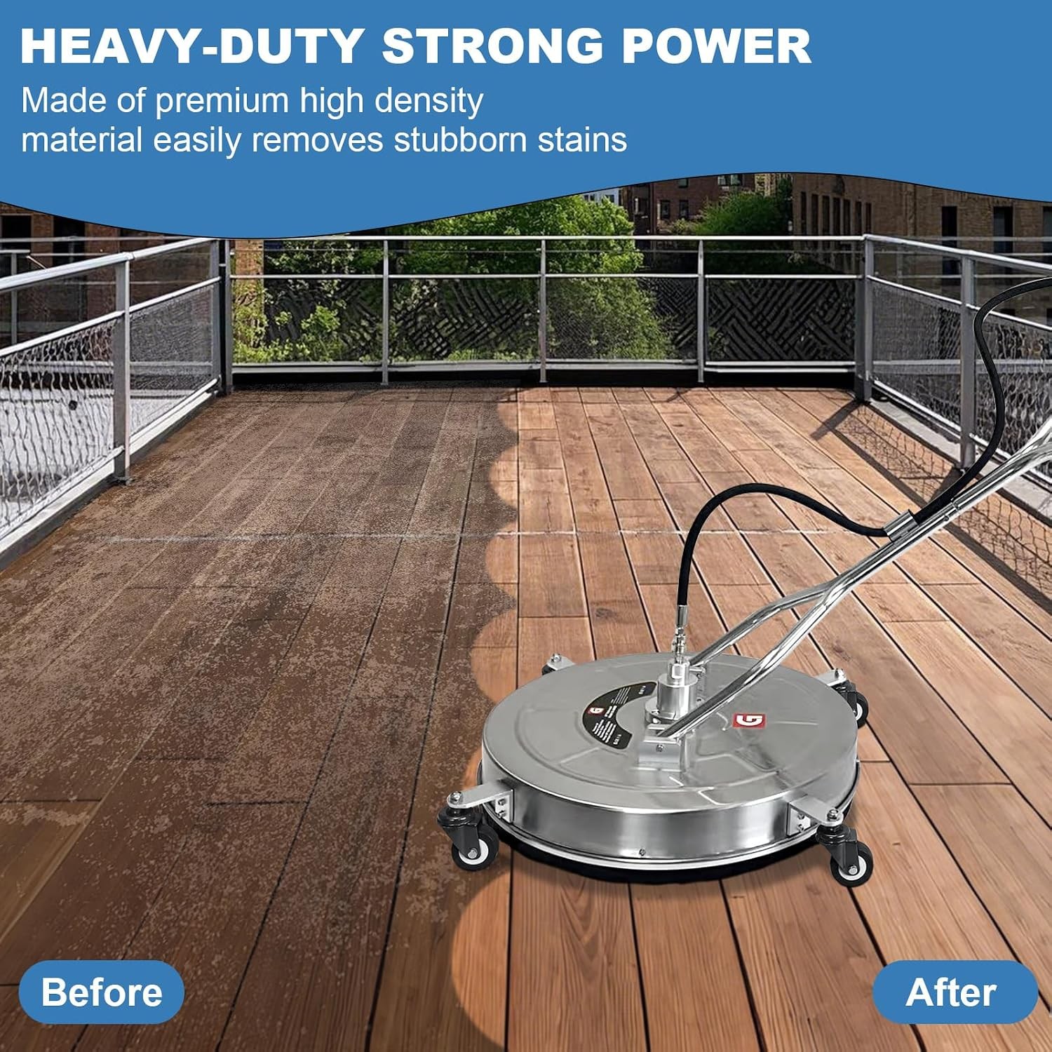 24″ Pressure Washer Surface Cleaner Stainless Steel Dual Handle Surface Cleaner