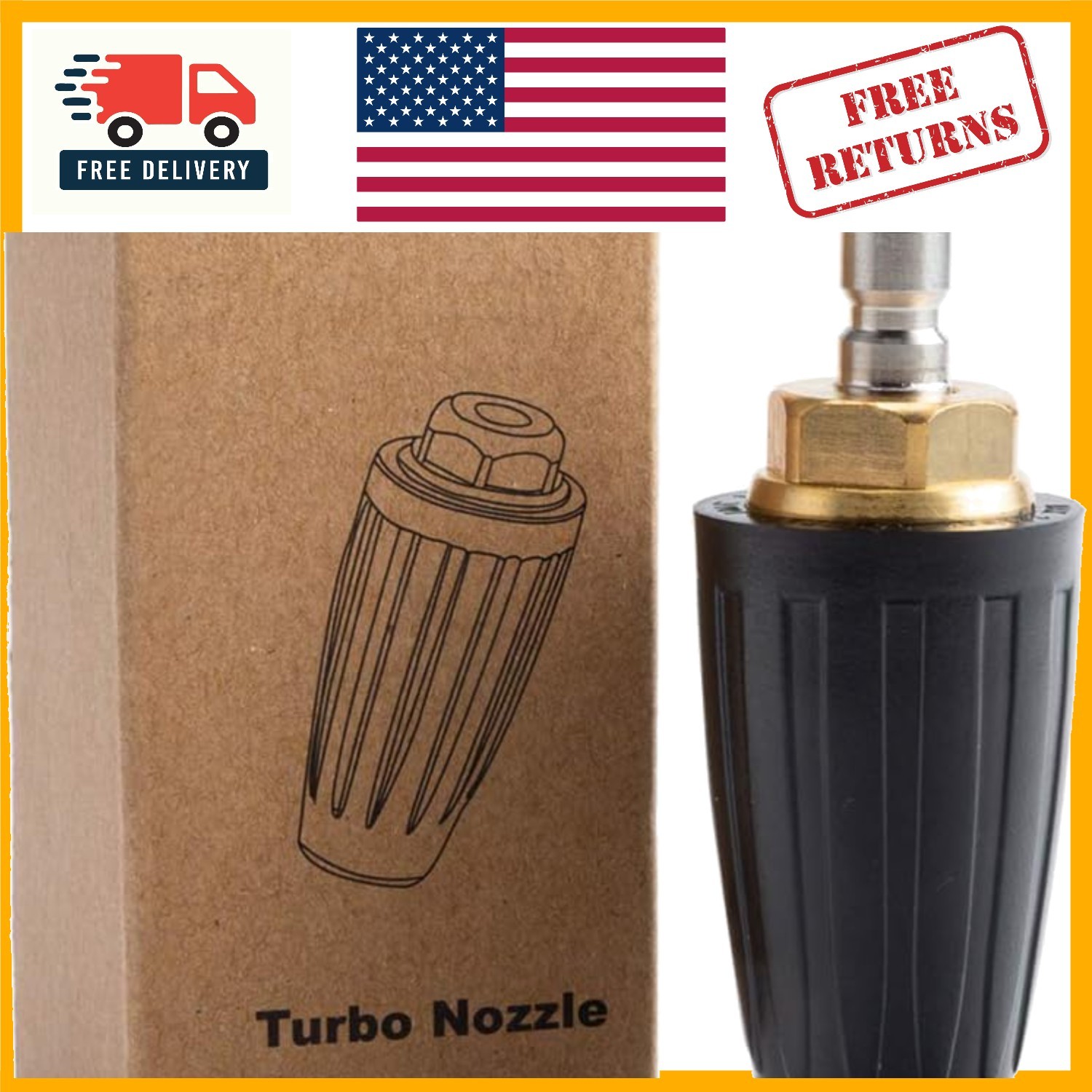 Versatile Turbo Nozzle for Pressure Washer – 4000 PSI Max, 1/4” Quick Connect
