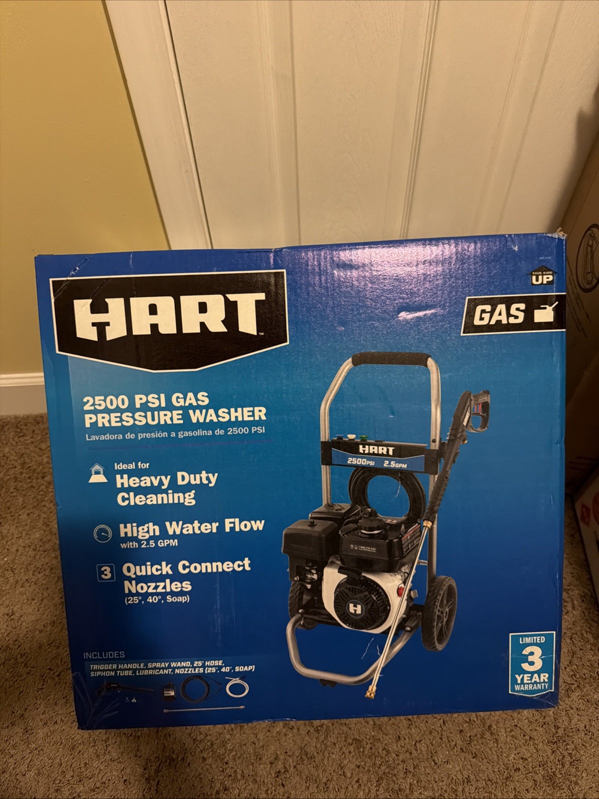 HART HW80525VNM 2500PSI 2.5 GPM 212cc Cold Water Gas Pressure Washer
