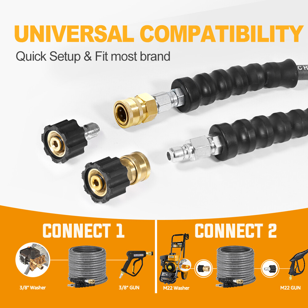 YAMATIC 3/8″ Rubber Pressure Washer Hose 4200 psi for Hot Water