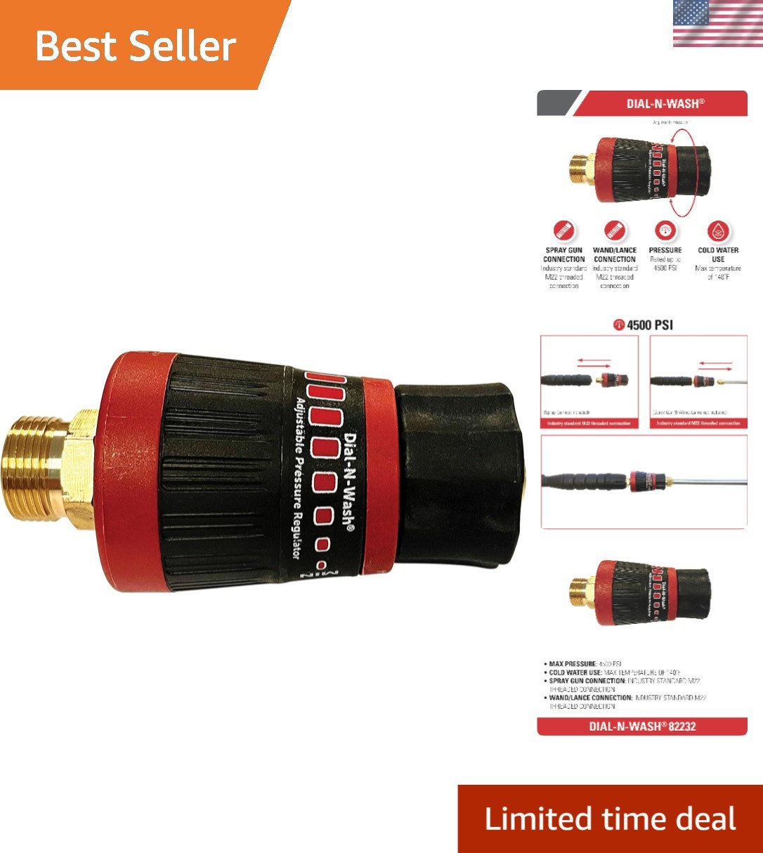 M22 Quick Connect Dial-N-Wash Pressure Regulator – Optimize Cleaning at 4500 PSI