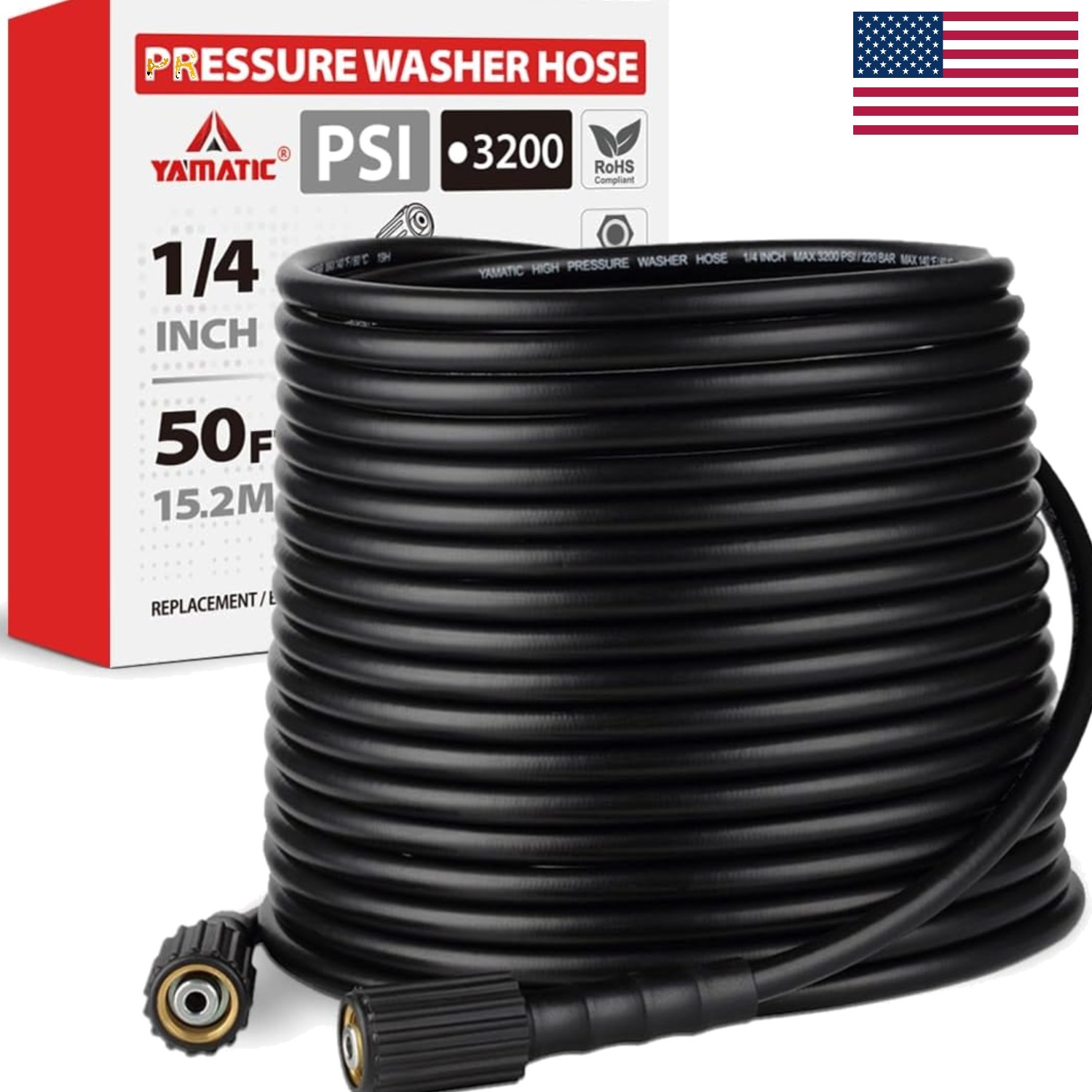 Effortless Cleaning with 50FT Pressure Washer Hose 3200 PSI M22-14mm Compatible