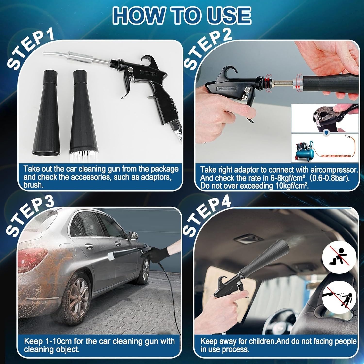 Detailing Car Cleaning Gun Interior Dryer Air Blow Gun, High Pressure Blower…