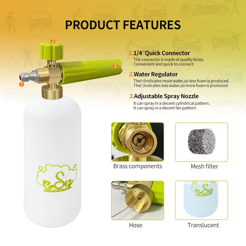 ESP Foam Cannon Snow Foam Lance Pressure Power Jet Washer Quick Release Adjus…