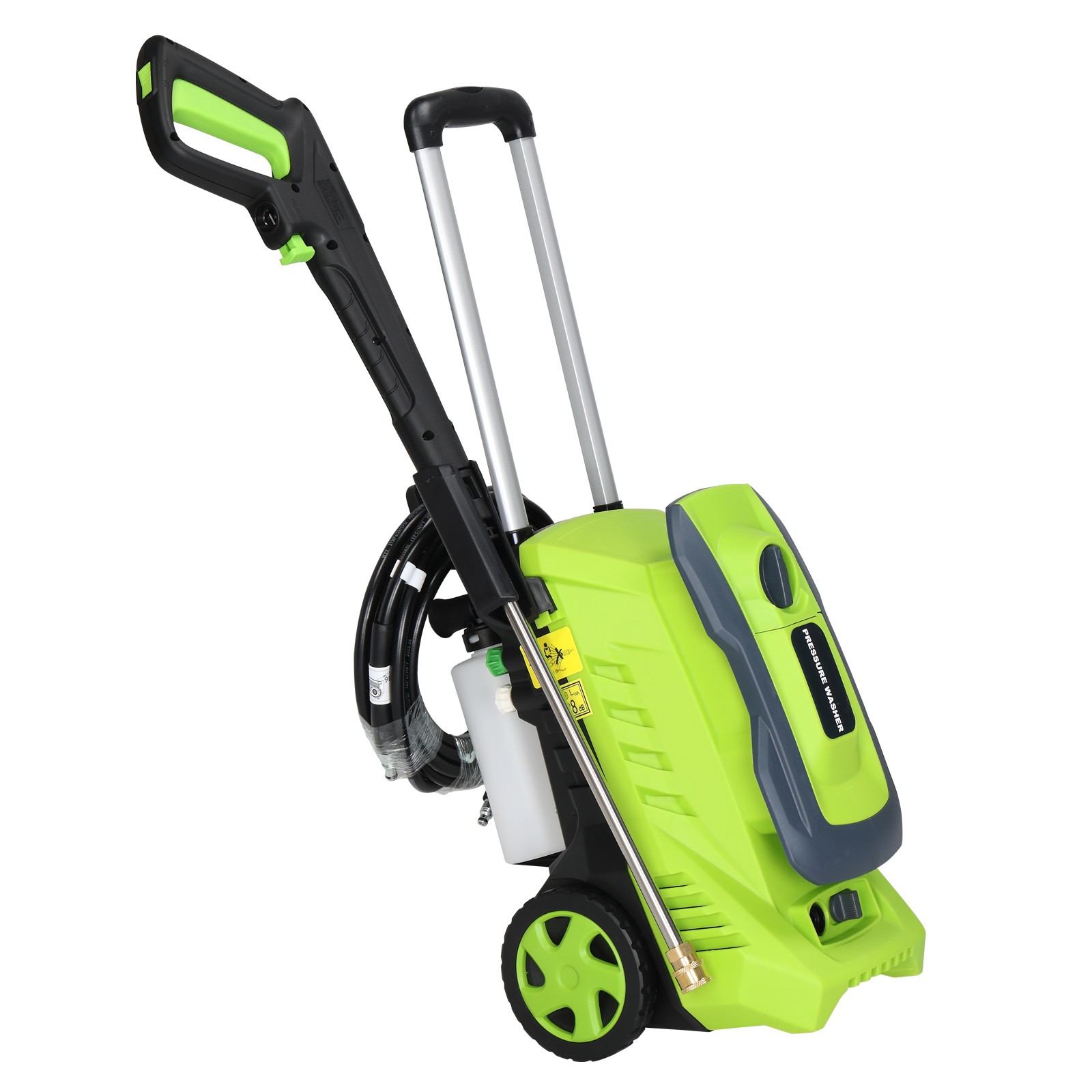 Portable Pressure Washer 4500PSI Max with 4 Nozzles and Telescopic Handle Green