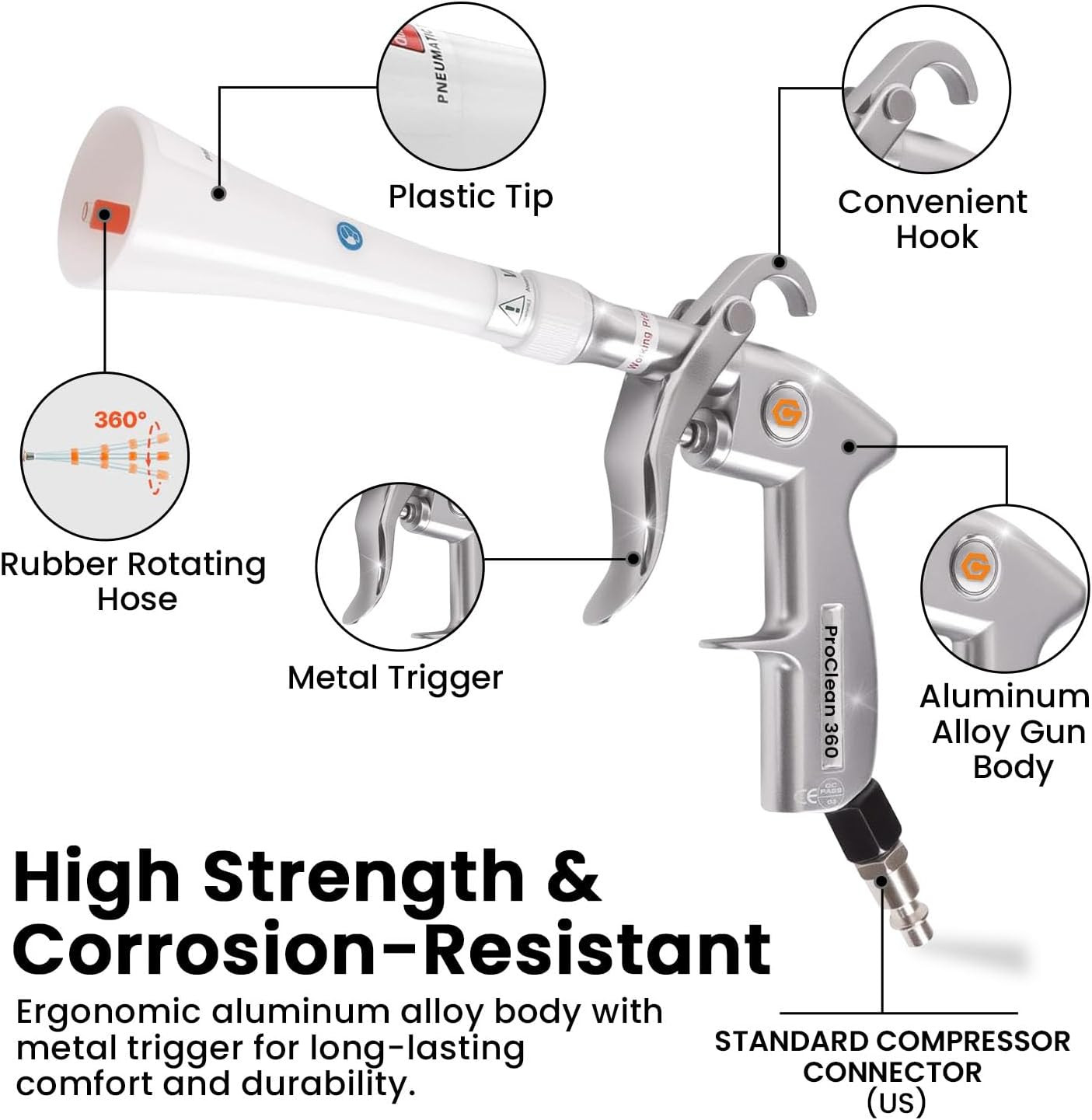Proclean 360 Tornado Car Cleaning Gun – High Pressure Air Blow & Detailing Tool