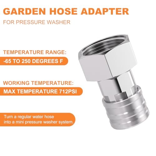 1Pc 3/4″ GHT to 1/4″ Quick Connect Adapter, Hose to Pressure Washer Converter…