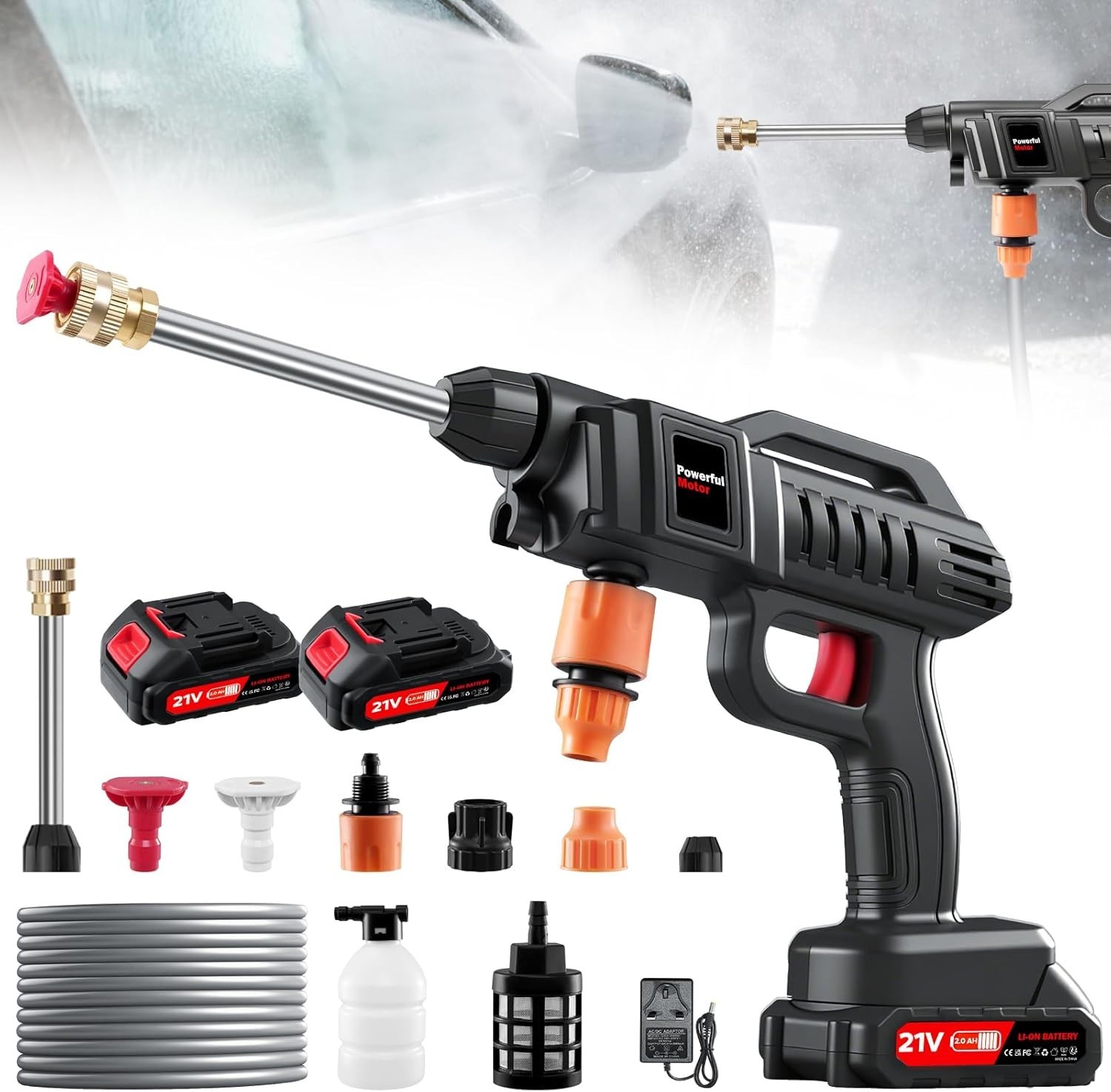 Cordless Electric High Pressure Water Spray Car Gun 850PSI Portable Washer Clean