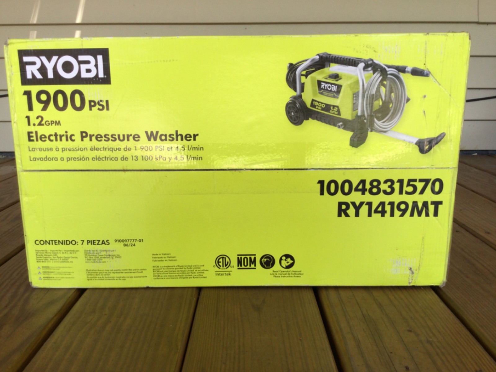 New RYOBI RY1419MT 1900 PSI 1.2 GPM Electric Pressure Washer