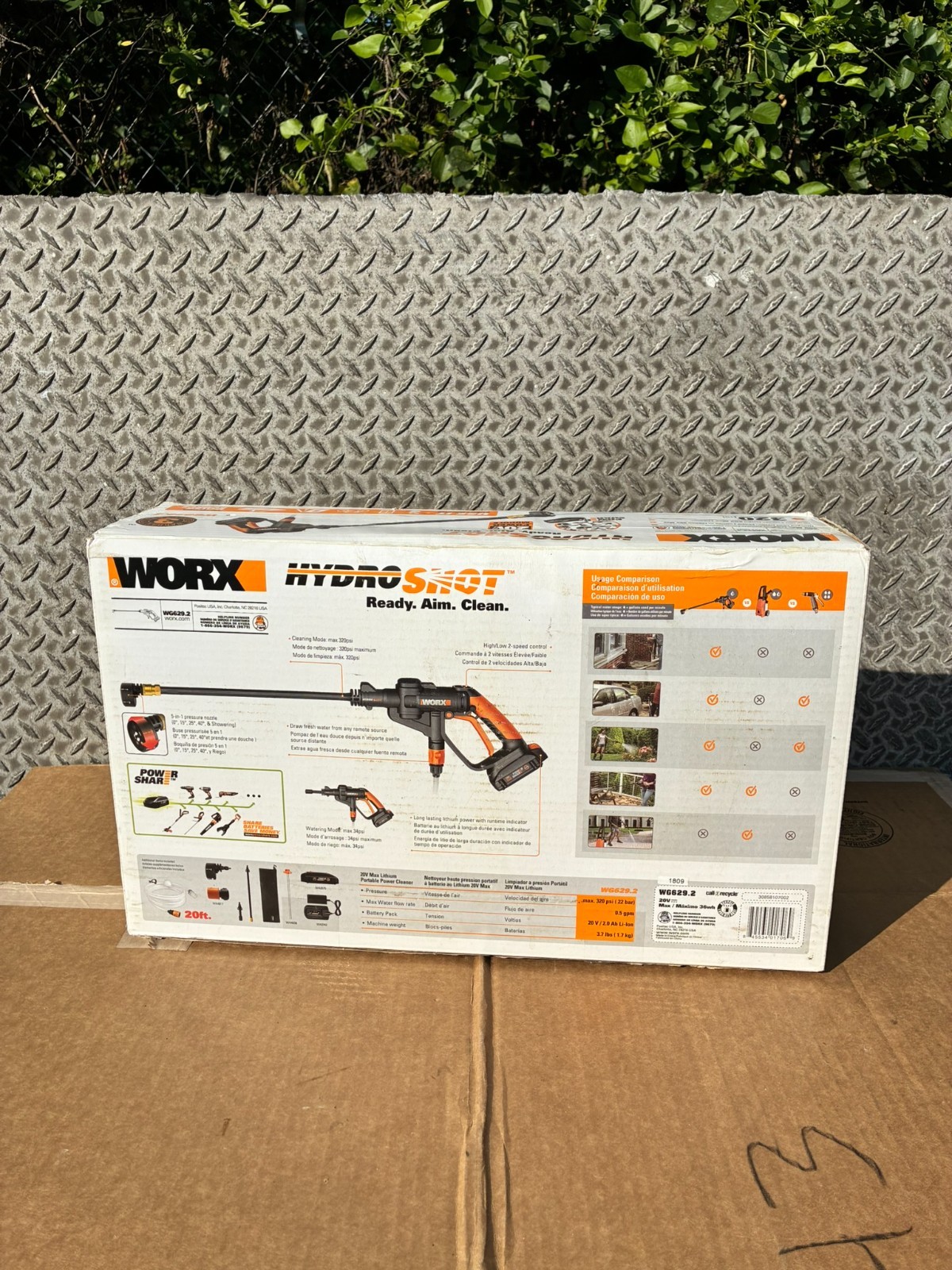WORX WG629.2 20V Cordless Hydroshot Portable Power Cleaner W/ BATTERY & CHARGER