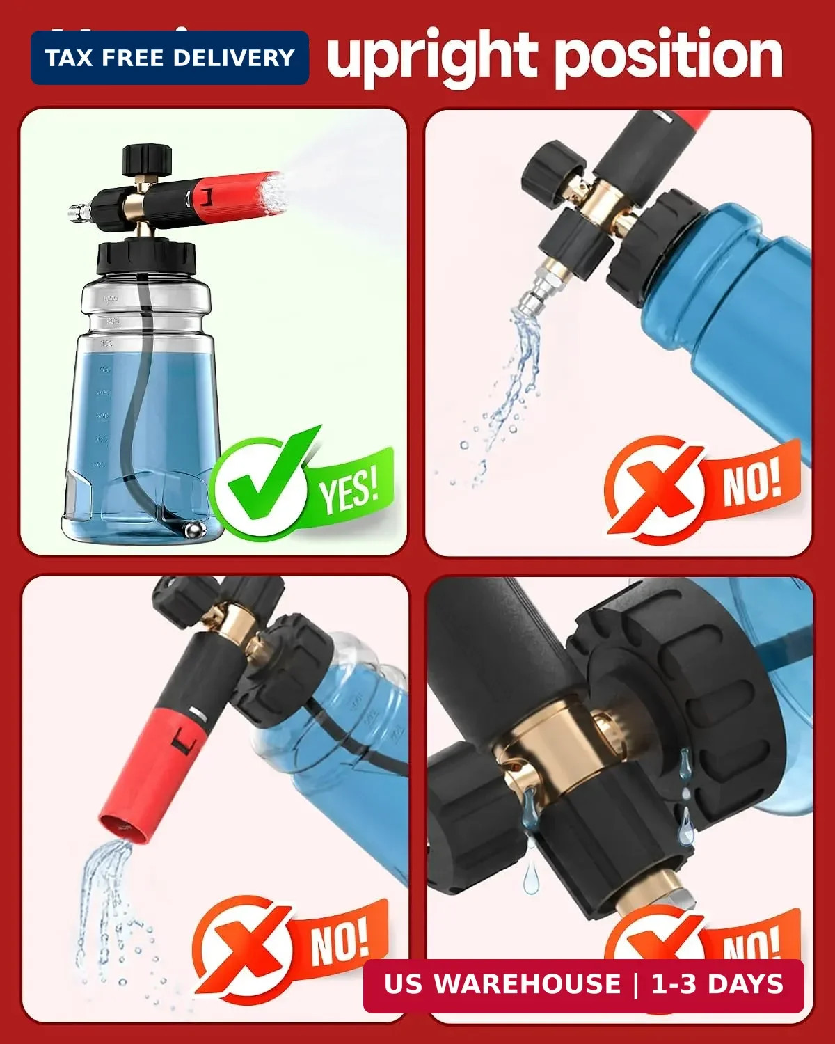 Foam Cannon for Pressure Washer with 1/4″ Quick Connector, Wide Mouth Foam Canno