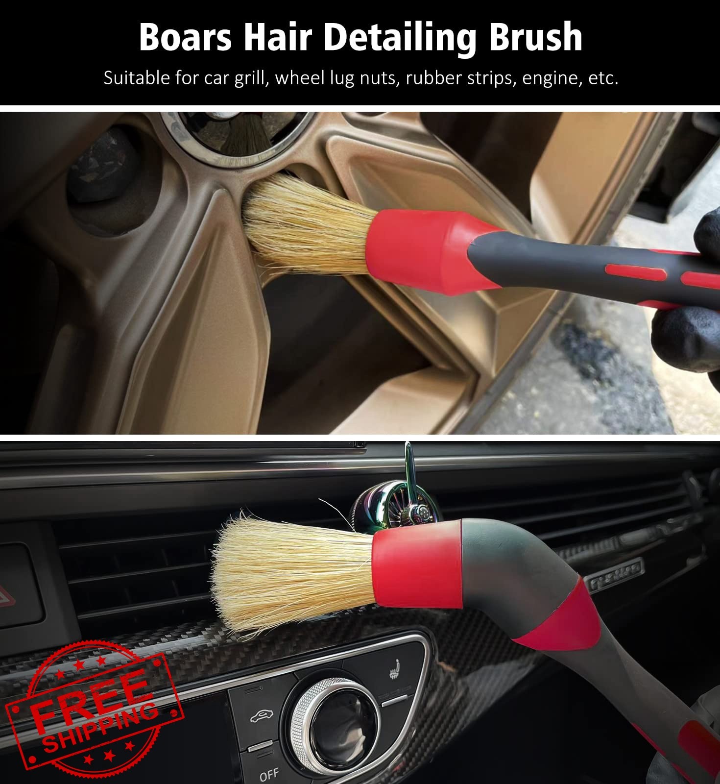 YeewayVeh 4Pack Car Wheel Cleaning Kit Red/Black