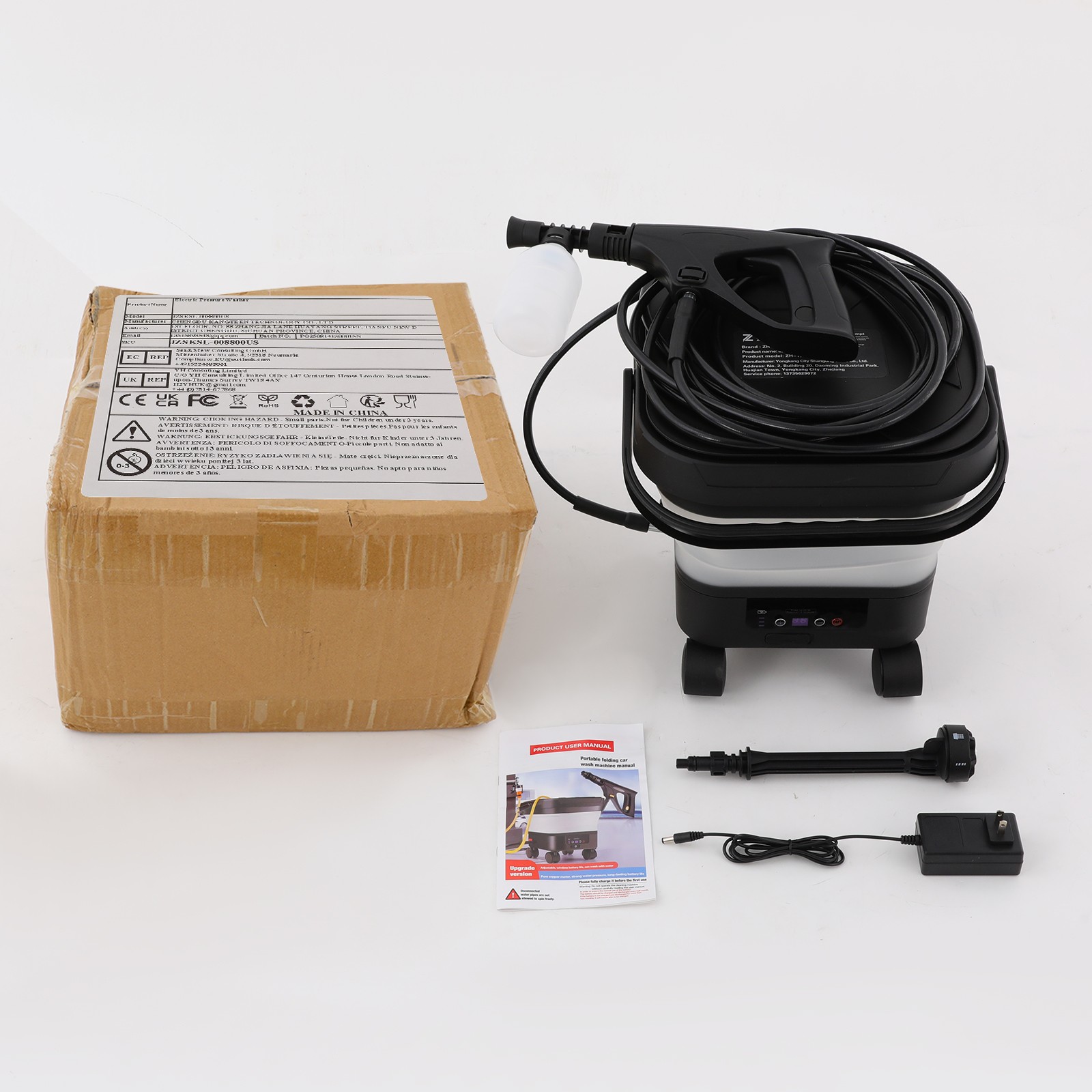 Portable Foldable Sprayer Washer Multifunction Car Wash Machine w/ Water Tank