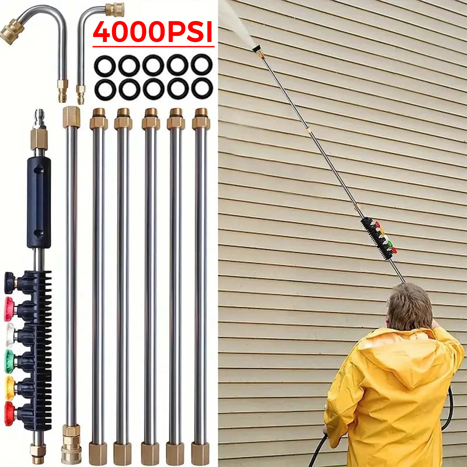 120 inch Pressure Washer Extension Wand, Replaceable Upgraded Power Washer Lance