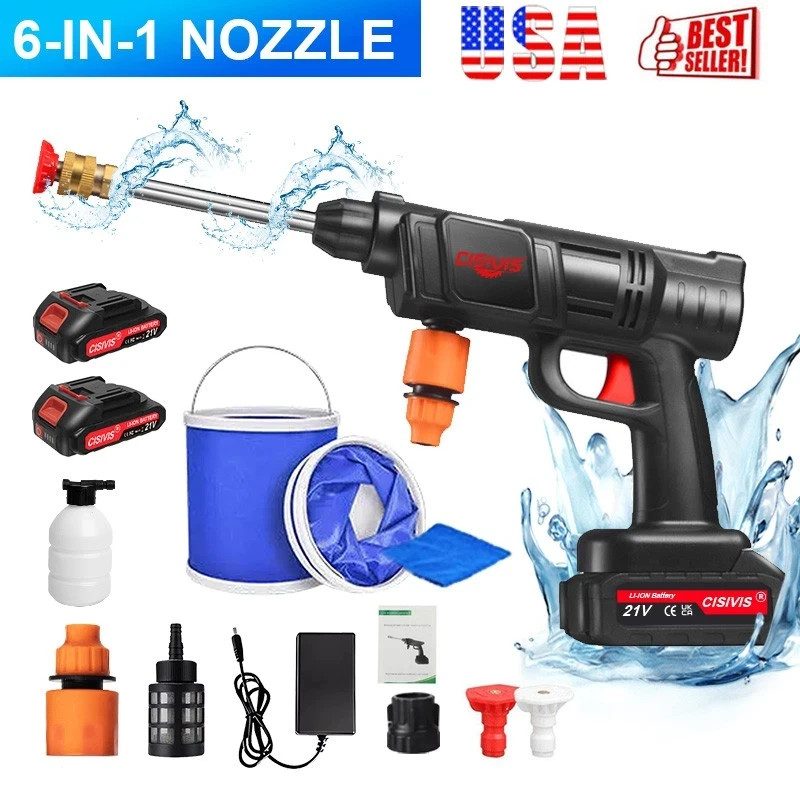 Cordless High Pressure Car Washing Gun Pressure Washer Gun with 2 Battery