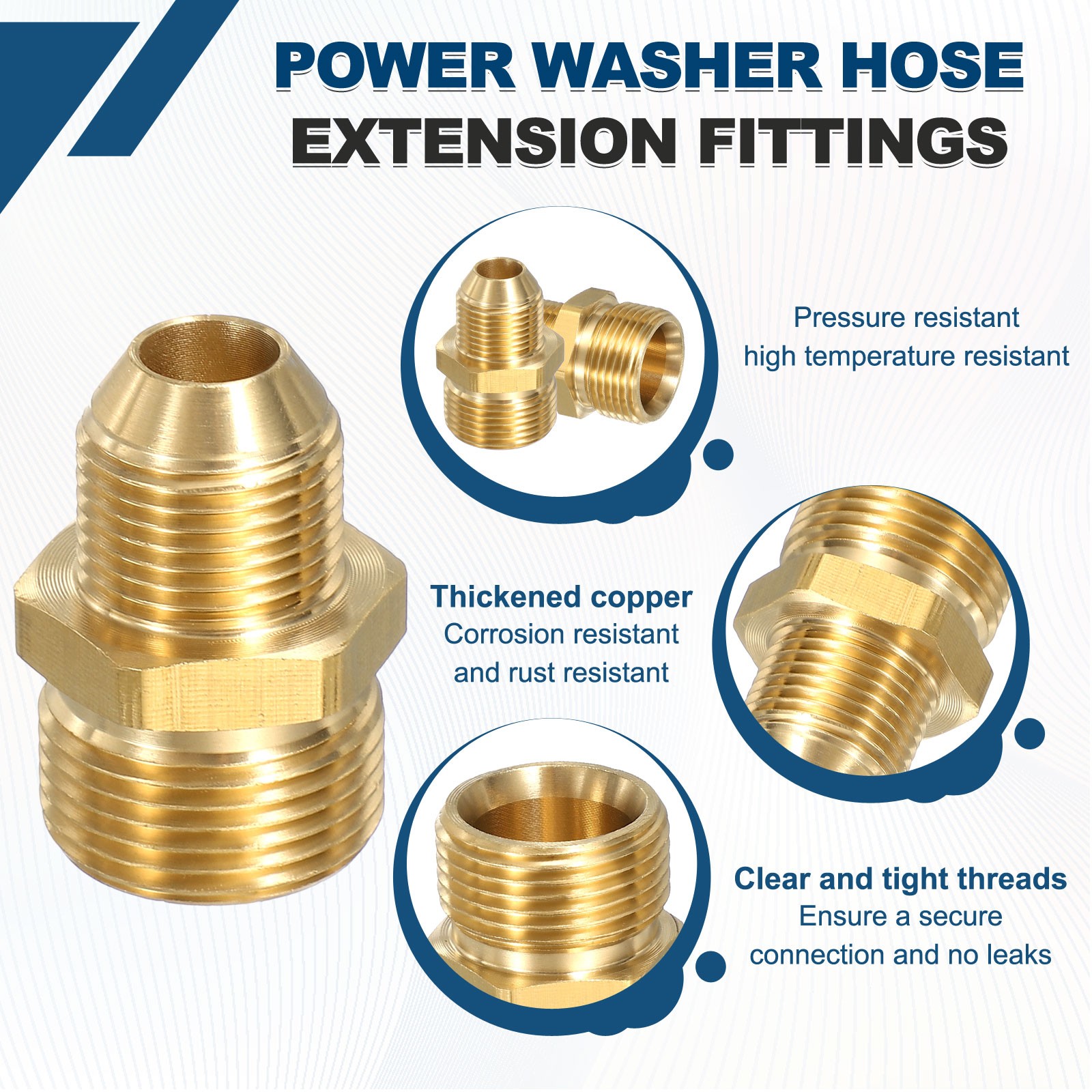 Pressure Washer Connector M22 Male to G3/8 Male Copper 4800PSI