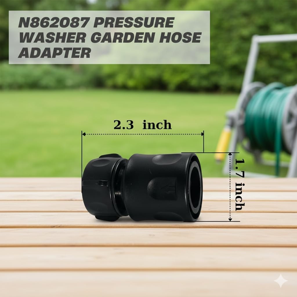 N862087 Garden Hose Adapter for Dewalt Pressure Washer Black 2 Pack