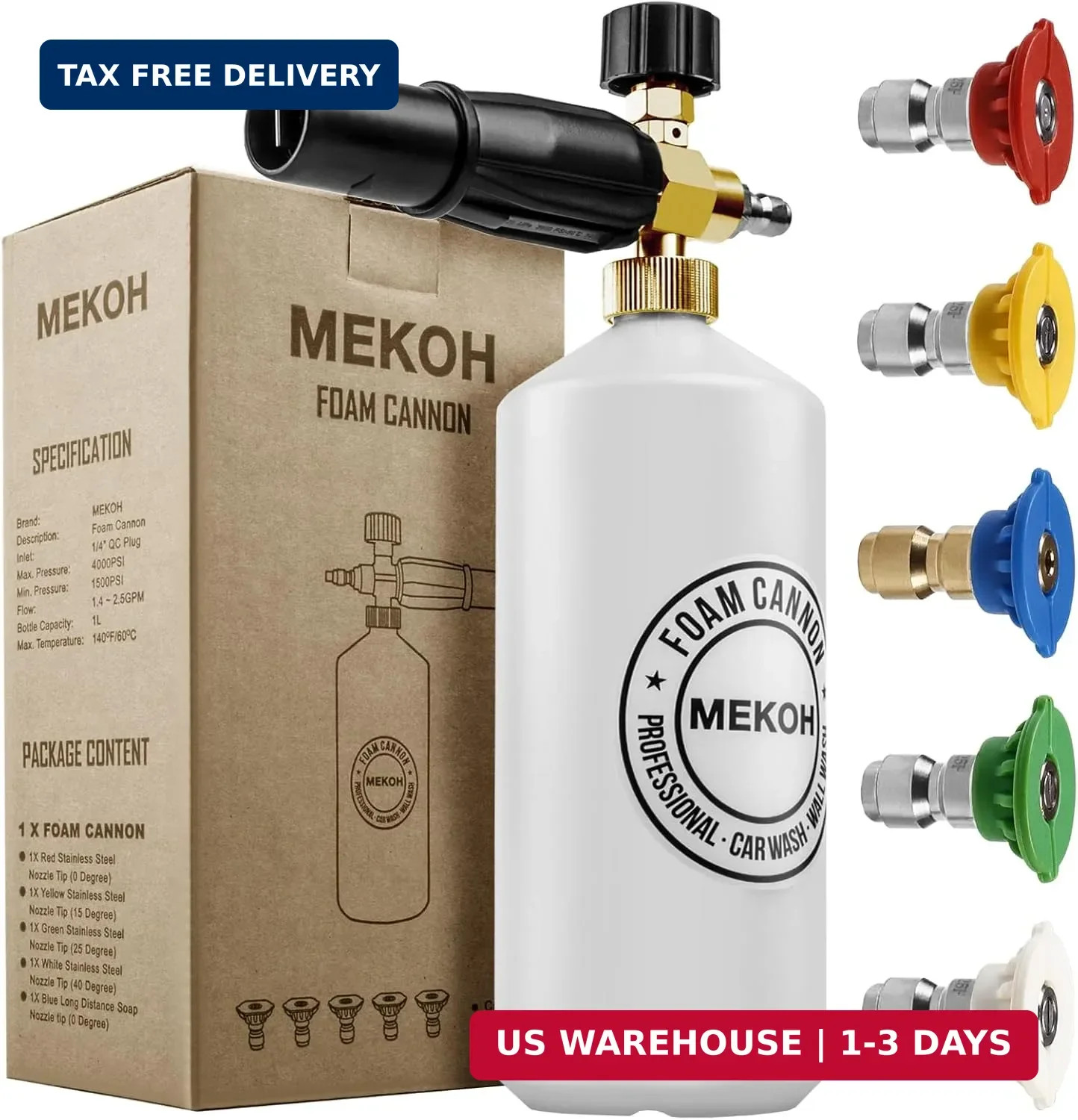 Foam Cannon for Pressure Washer, 4000psi Car Wash Foam Gun, 1 Liter Foam S