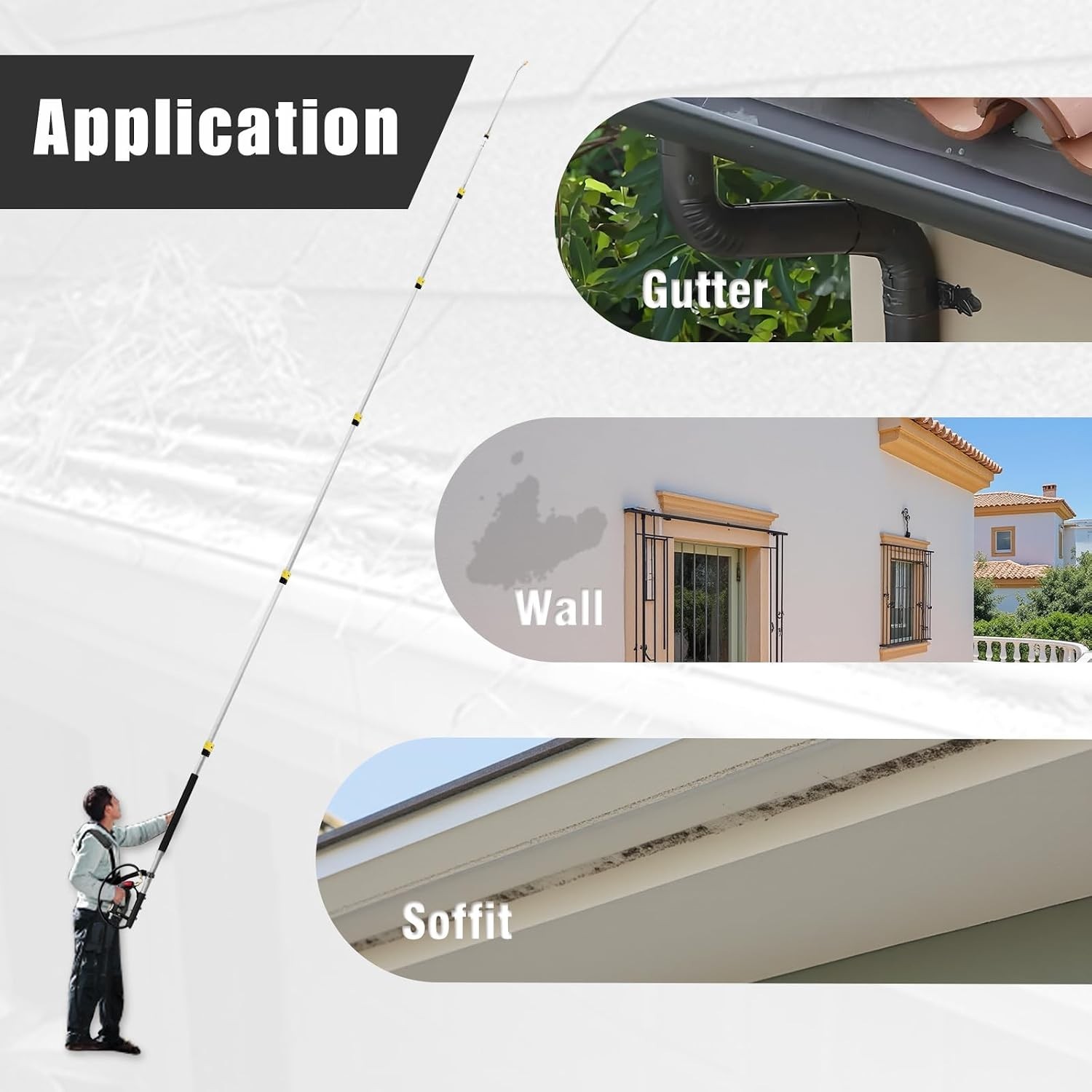 25 FT Telescoping Pressure Washer Wand with 7 Spray Nozzle Tips and Brush Head