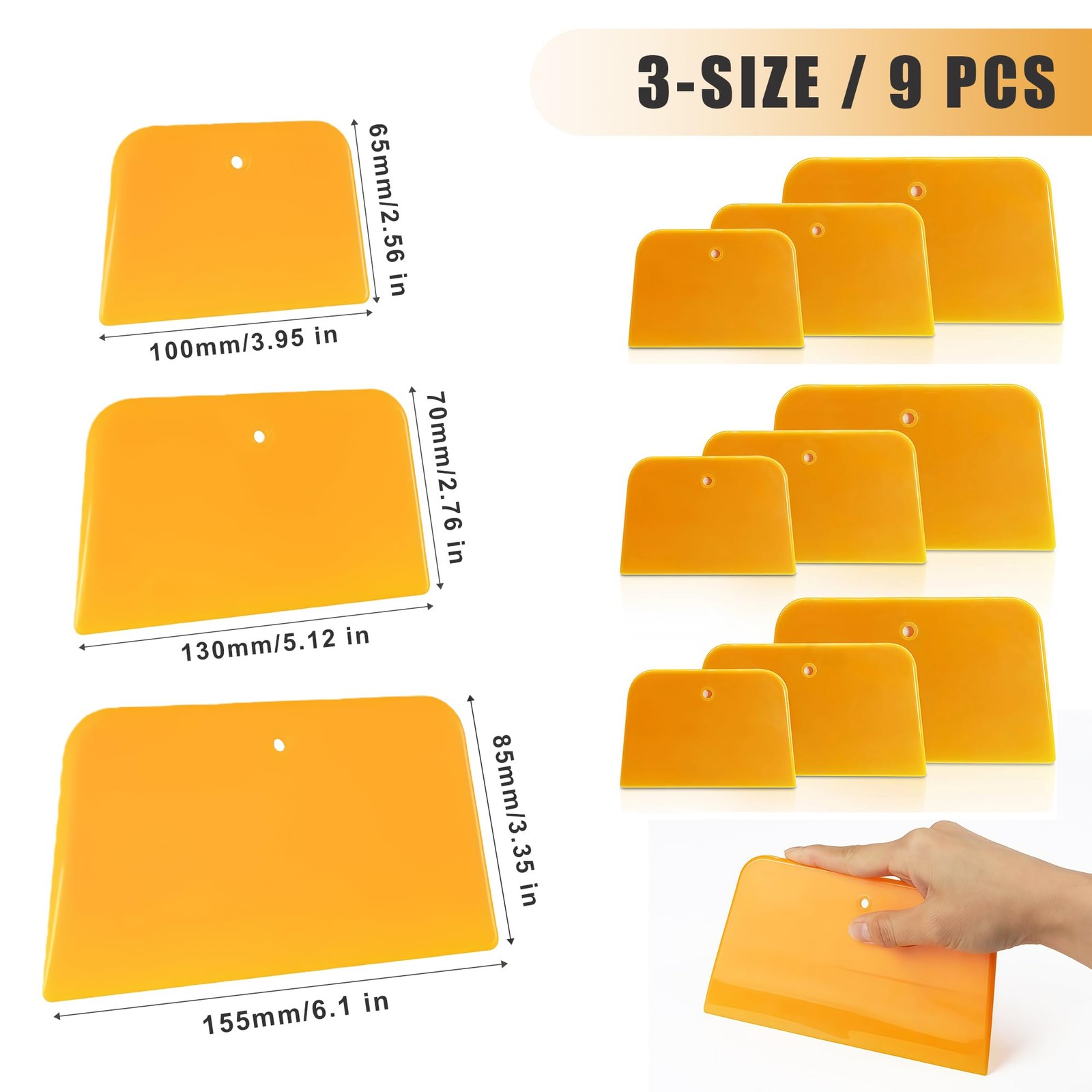 AVERZELLA Body Filler Spreader, 9-Pack Reusable large medium small, Yellow